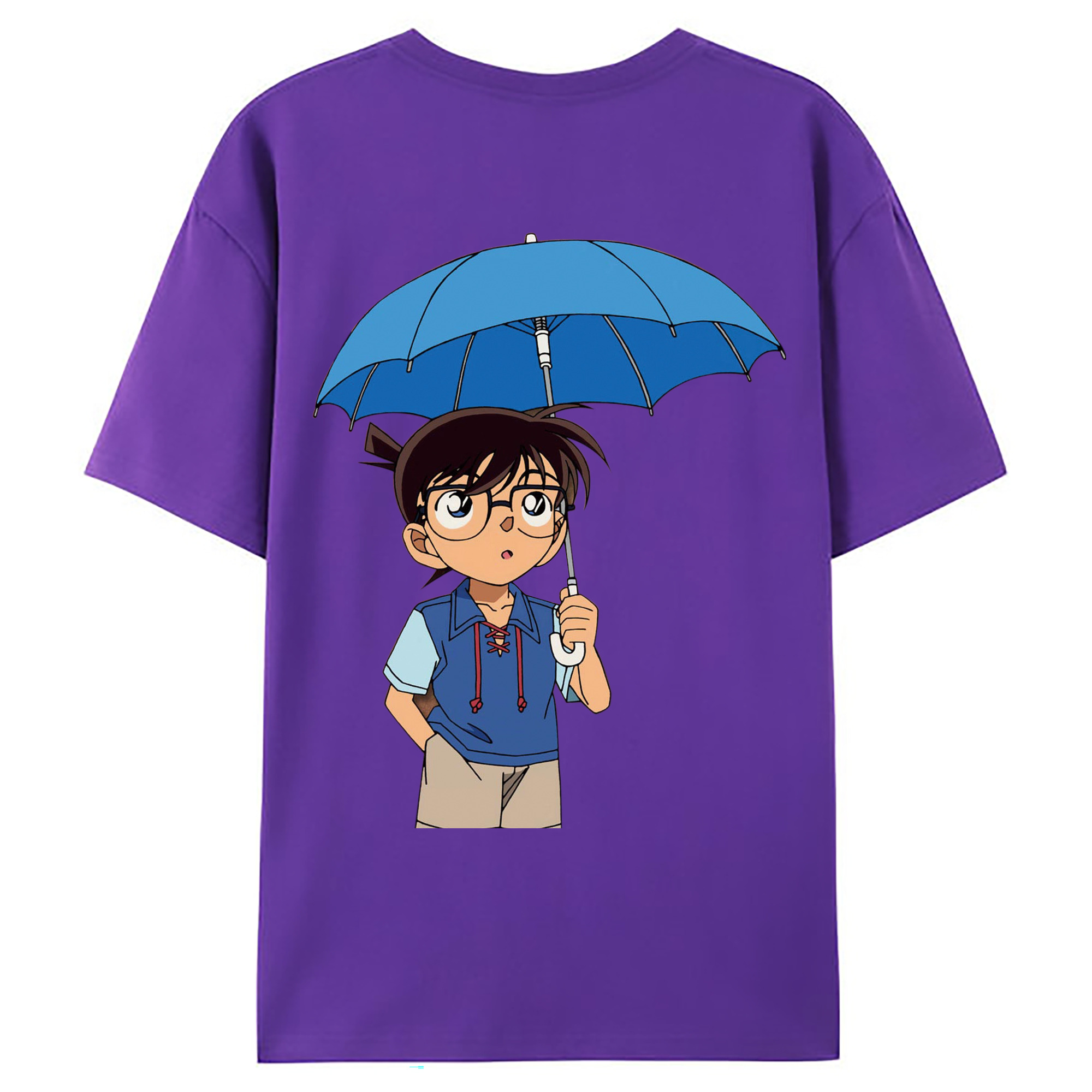 （画像用） 名探偵コナン 江戸川 コナン Detective Conan Conan Edogawa 綿100％ メンズ半袖Tシャツ（バックプリント） 通気性