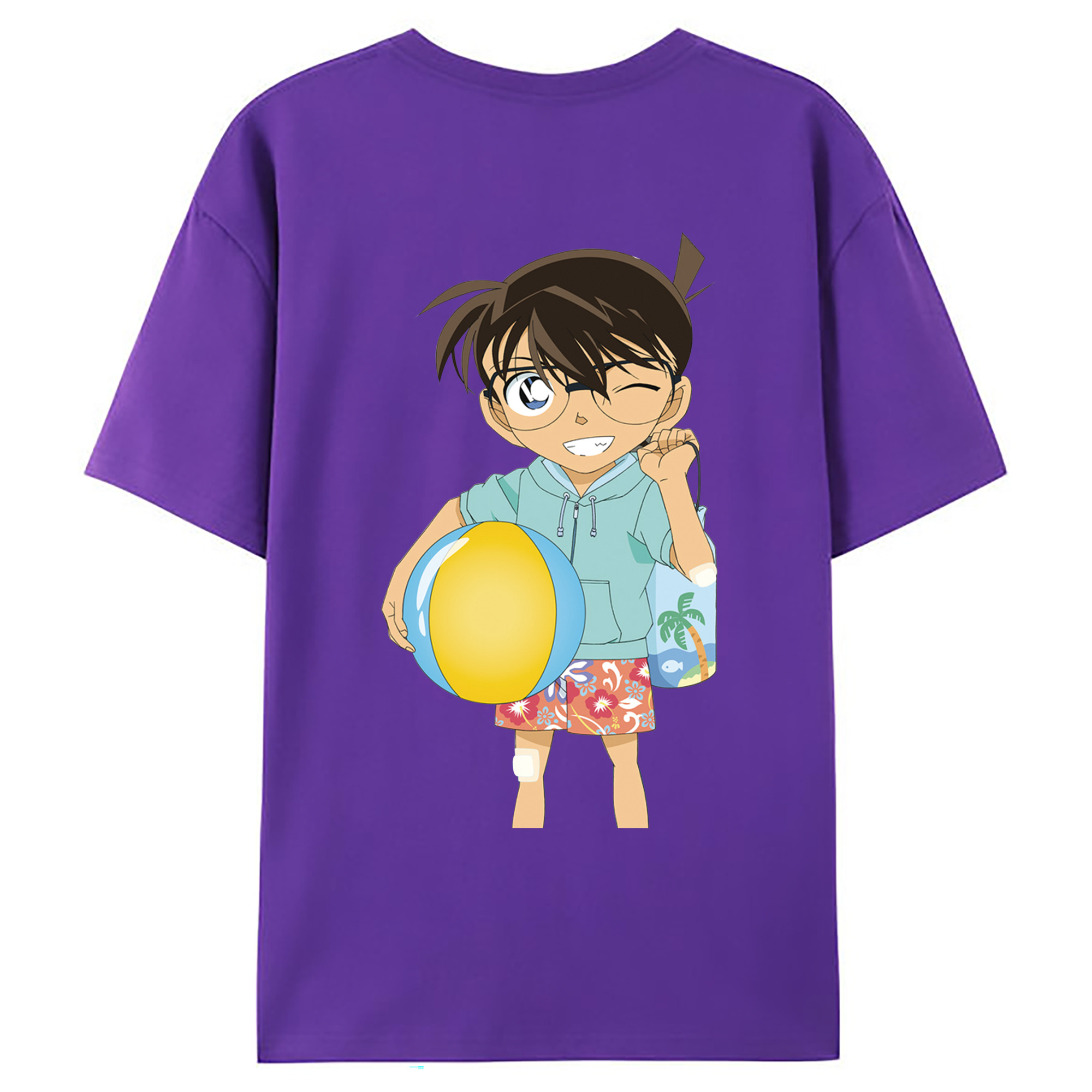 （画像用） 名探偵コナン 江戸川 コナン Detective Conan Conan Edogawa 綿100％ メンズ半袖Tシャツ（バックプリント） 通気性