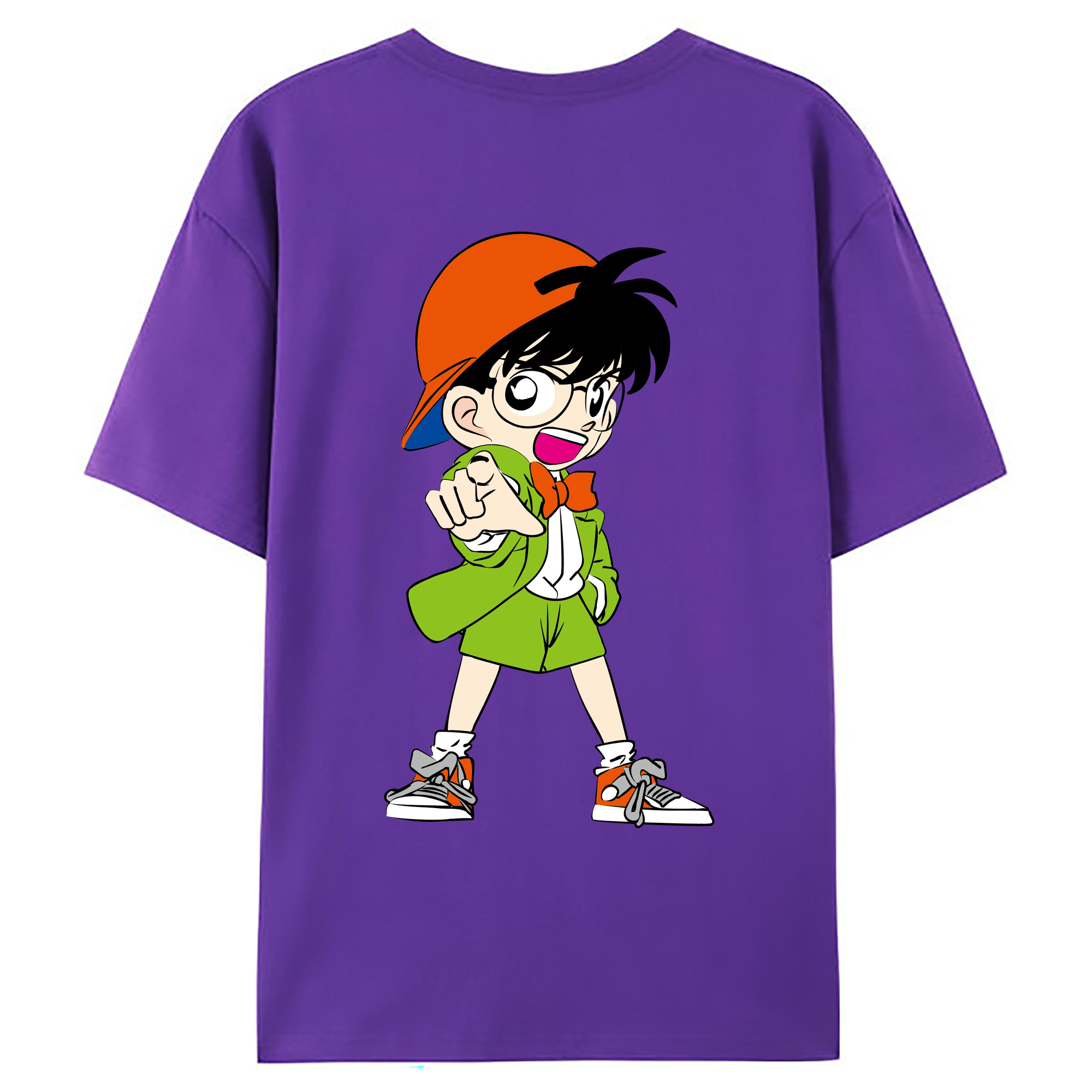 （画像用） 名探偵コナン 江戸川 コナン Detective Conan Conan Edogawa 綿100％ メンズ半袖Tシャツ（バックプリント） 通気性