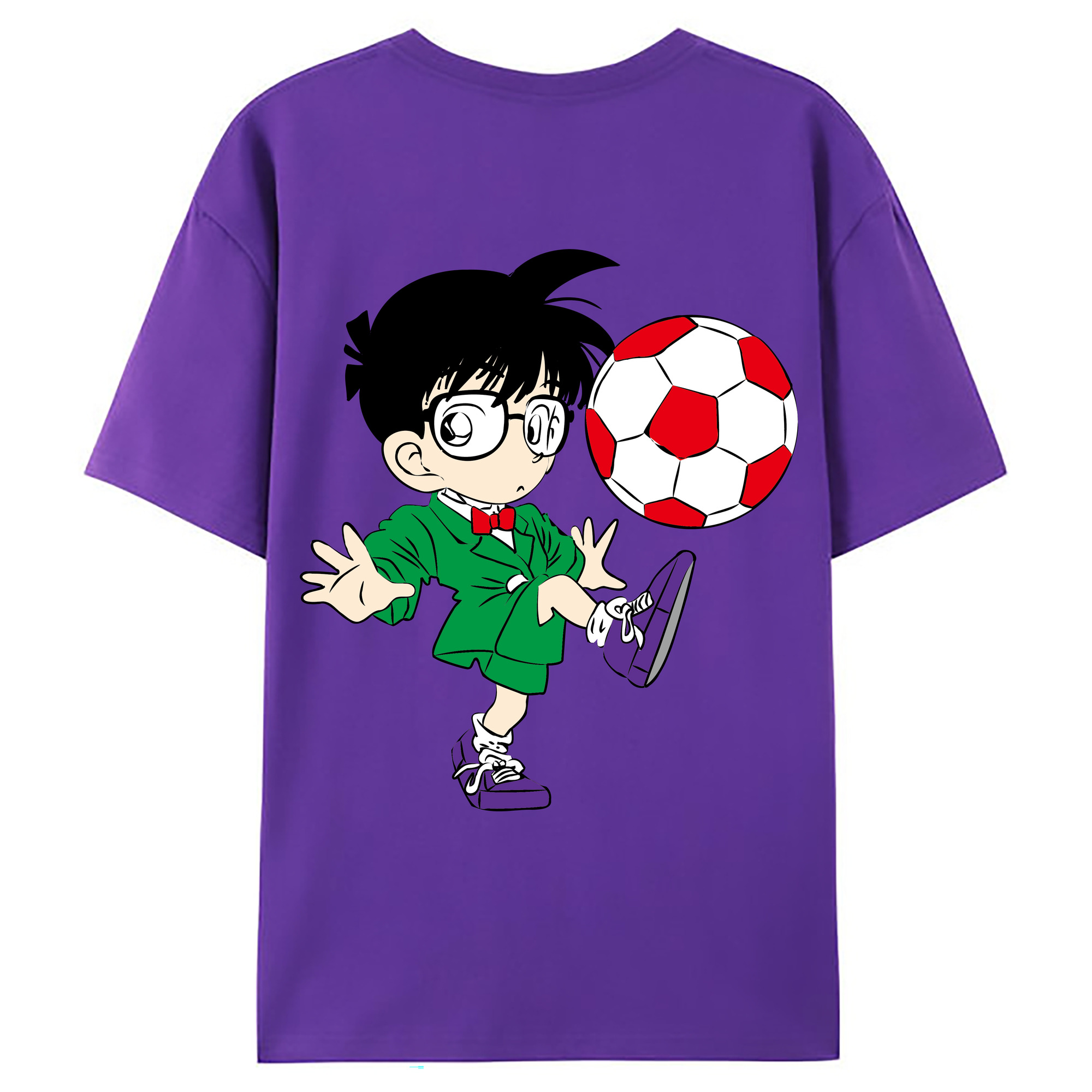 （画像用） 名探偵コナン 江戸川 コナン Detective Conan Conan Edogawa 綿100％ メンズ半袖Tシャツ（バックプリント） 通気性