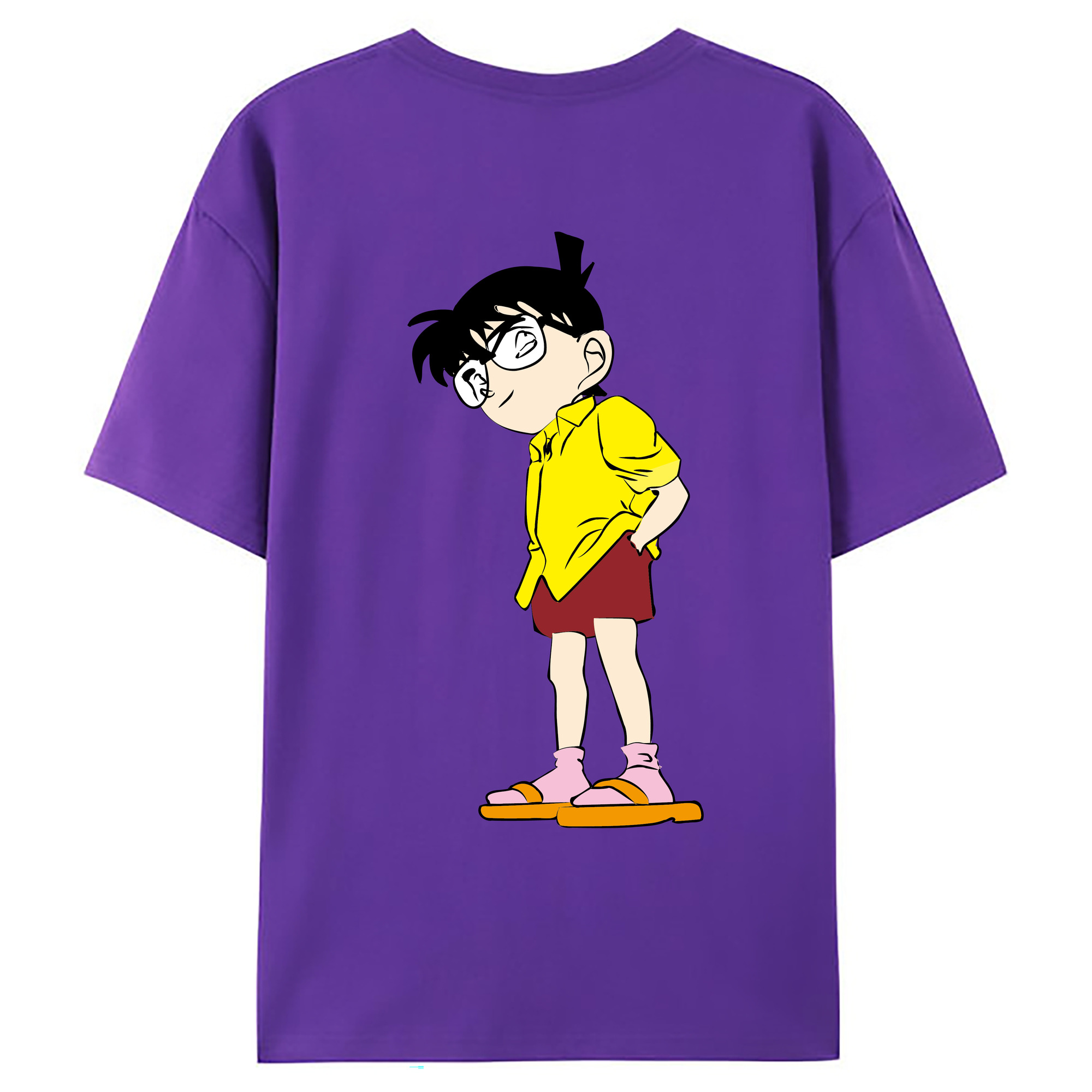 （画像用） 名探偵コナン 江戸川 コナン Detective Conan Conan Edogawa 綿100％ メンズ半袖Tシャツ（バックプリント） 通気性