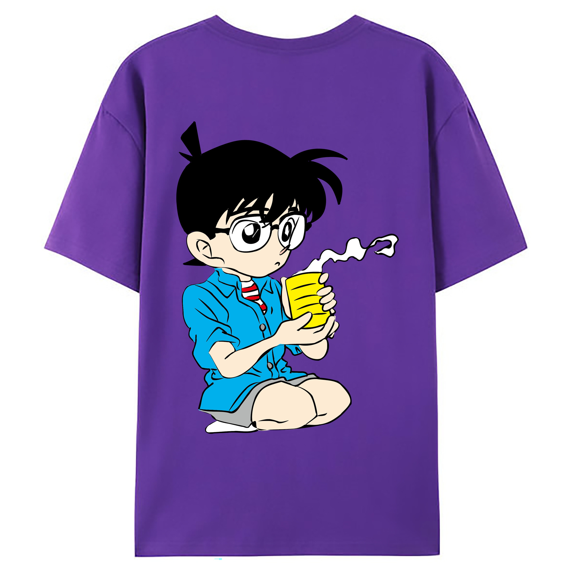 （画像用） 名探偵コナン 江戸川 コナン Detective Conan Conan Edogawa 綿100％ メンズ半袖Tシャツ（バックプリント） 通気性