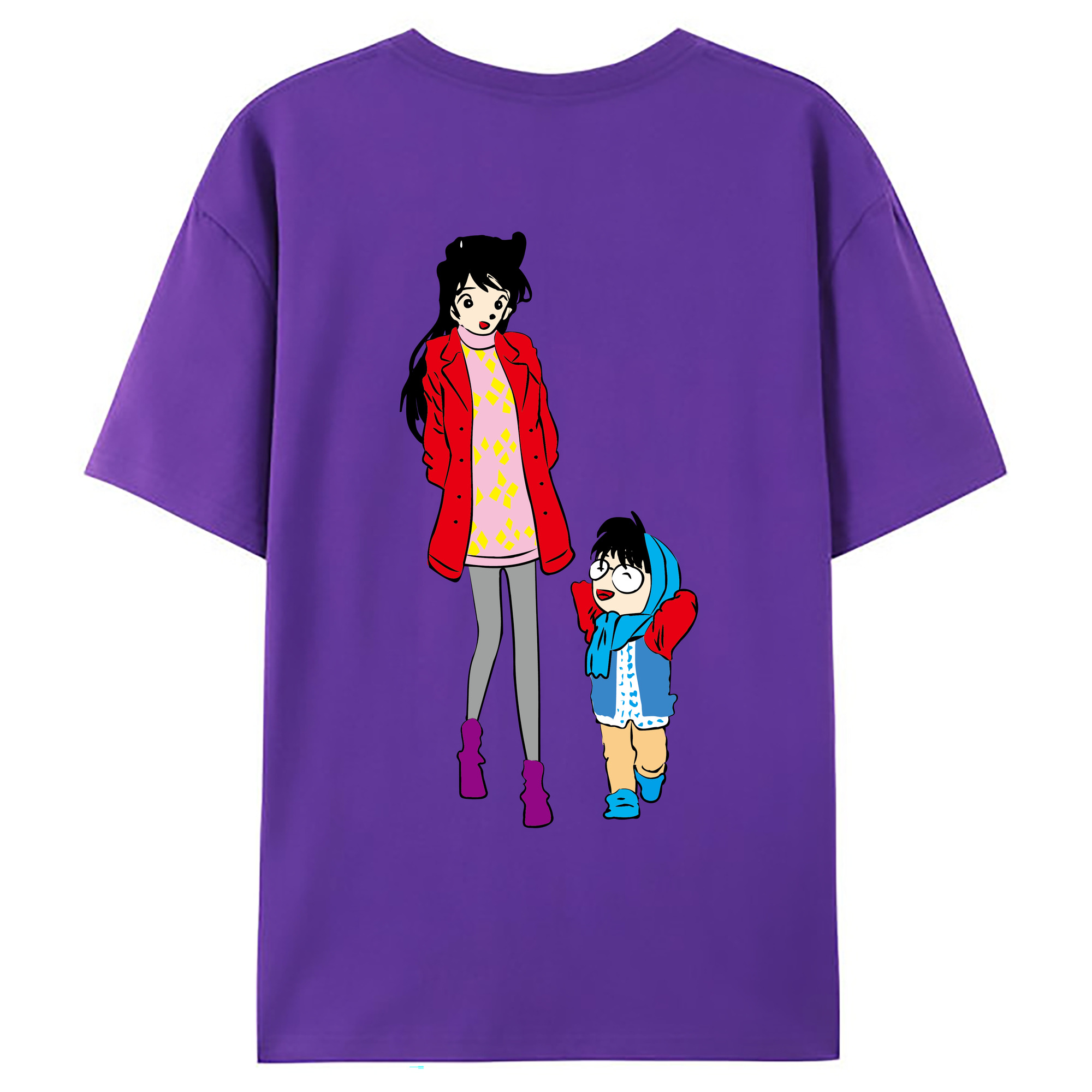 （画像用） 名探偵コナン 江戸川 コナン Detective Conan Conan Edogawa 綿100％ メンズ半袖Tシャツ（バックプリント） 通気性