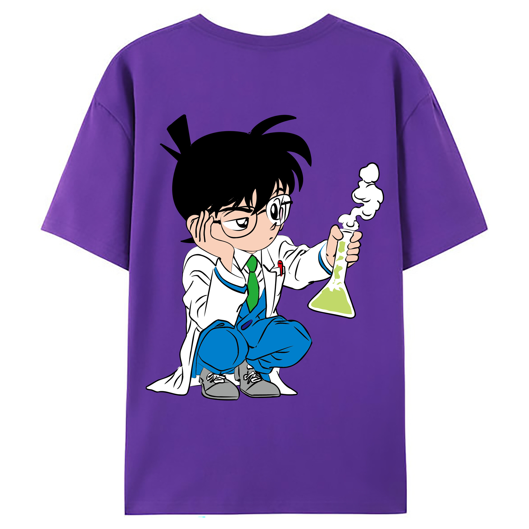 （画像用） 名探偵コナン 江戸川 コナン Detective Conan Conan Edogawa 綿100％ メンズ半袖Tシャツ（バックプリント） 通気性
