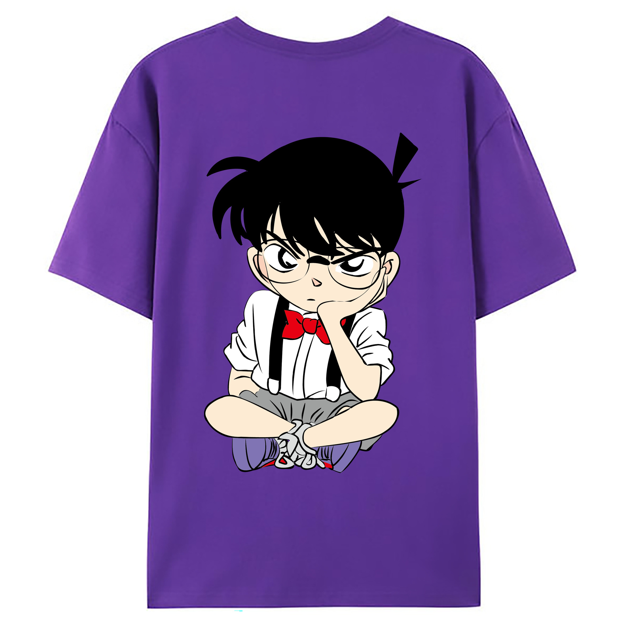 （画像用） 名探偵コナン 江戸川 コナン Detective Conan Conan Edogawa 綿100％ メンズ半袖Tシャツ（バックプリント） 通気性