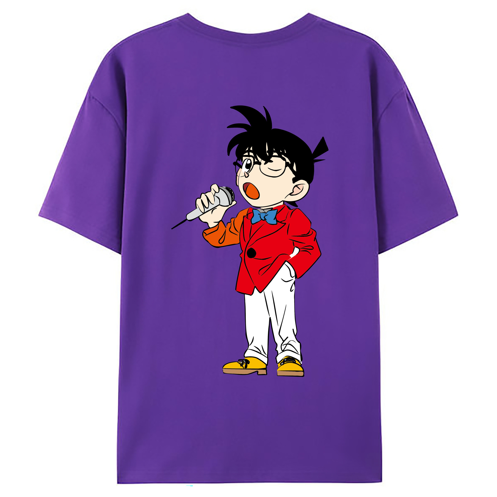 （画像用） 名探偵コナン 江戸川 コナン Detective Conan Conan Edogawa 綿100％ メンズ半袖Tシャツ（バックプリント） 通気性