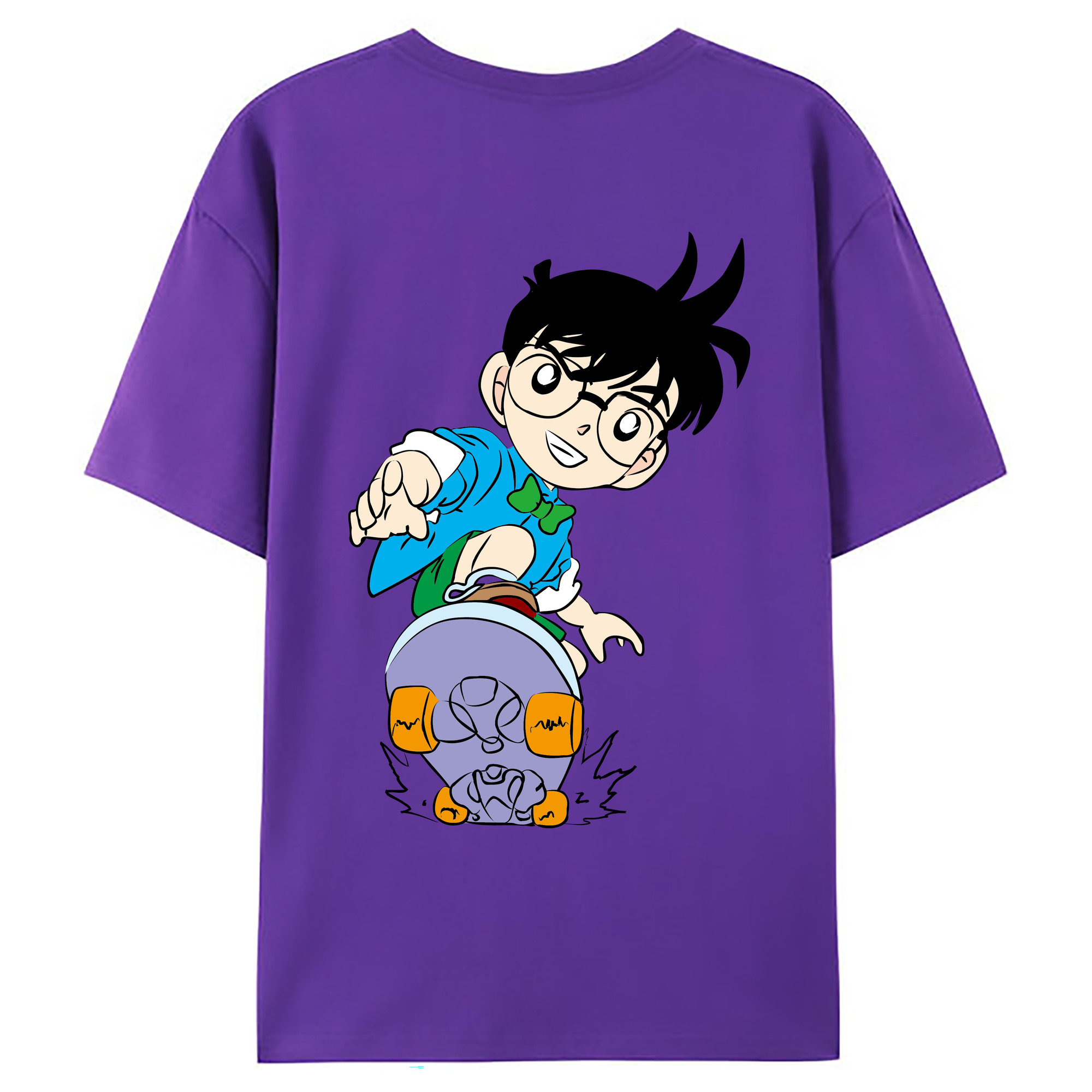 （画像用） 名探偵コナン 江戸川 コナン Detective Conan Conan Edogawa 綿100％ メンズ半袖Tシャツ（バックプリント） 通気性