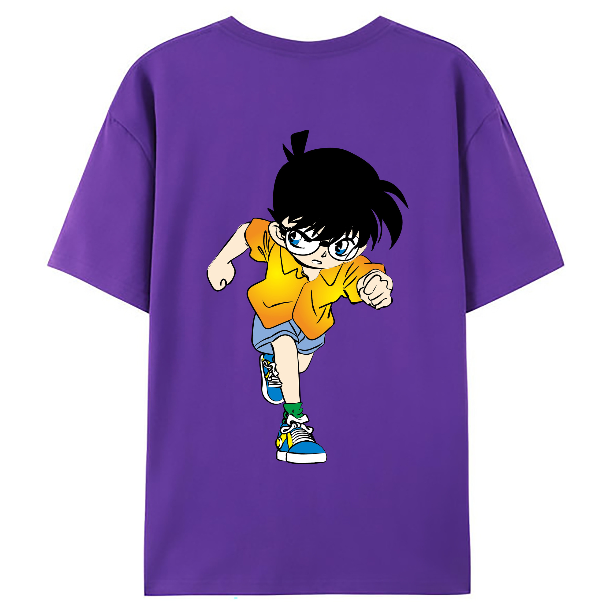 （画像用） 名探偵コナン 江戸川 コナン Detective Conan Conan Edogawa 綿100％ メンズ半袖Tシャツ（バックプリント） 通気性