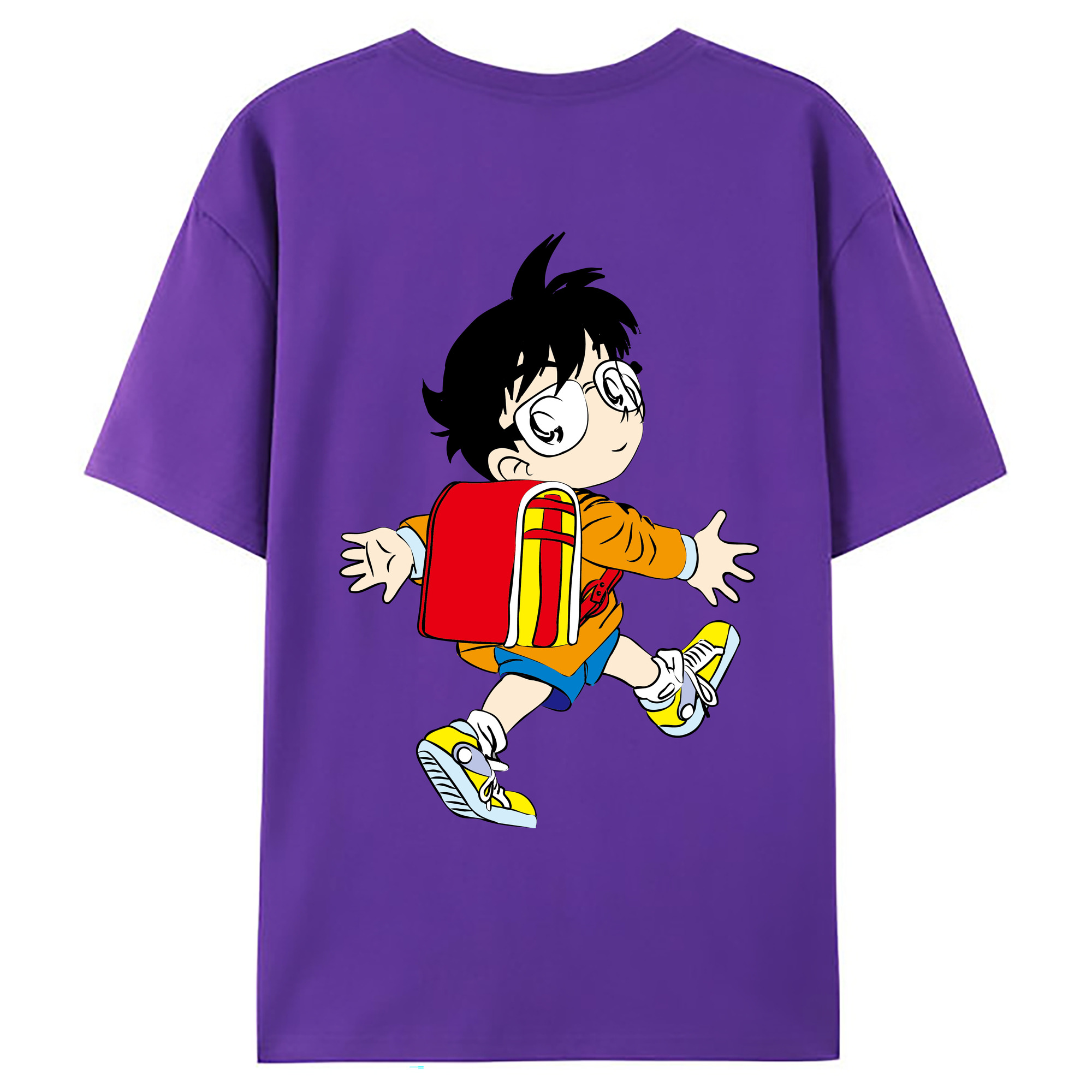 （画像用） 名探偵コナン 江戸川 コナン Detective Conan Conan Edogawa 綿100％ メンズ半袖Tシャツ（バックプリント） 通気性
