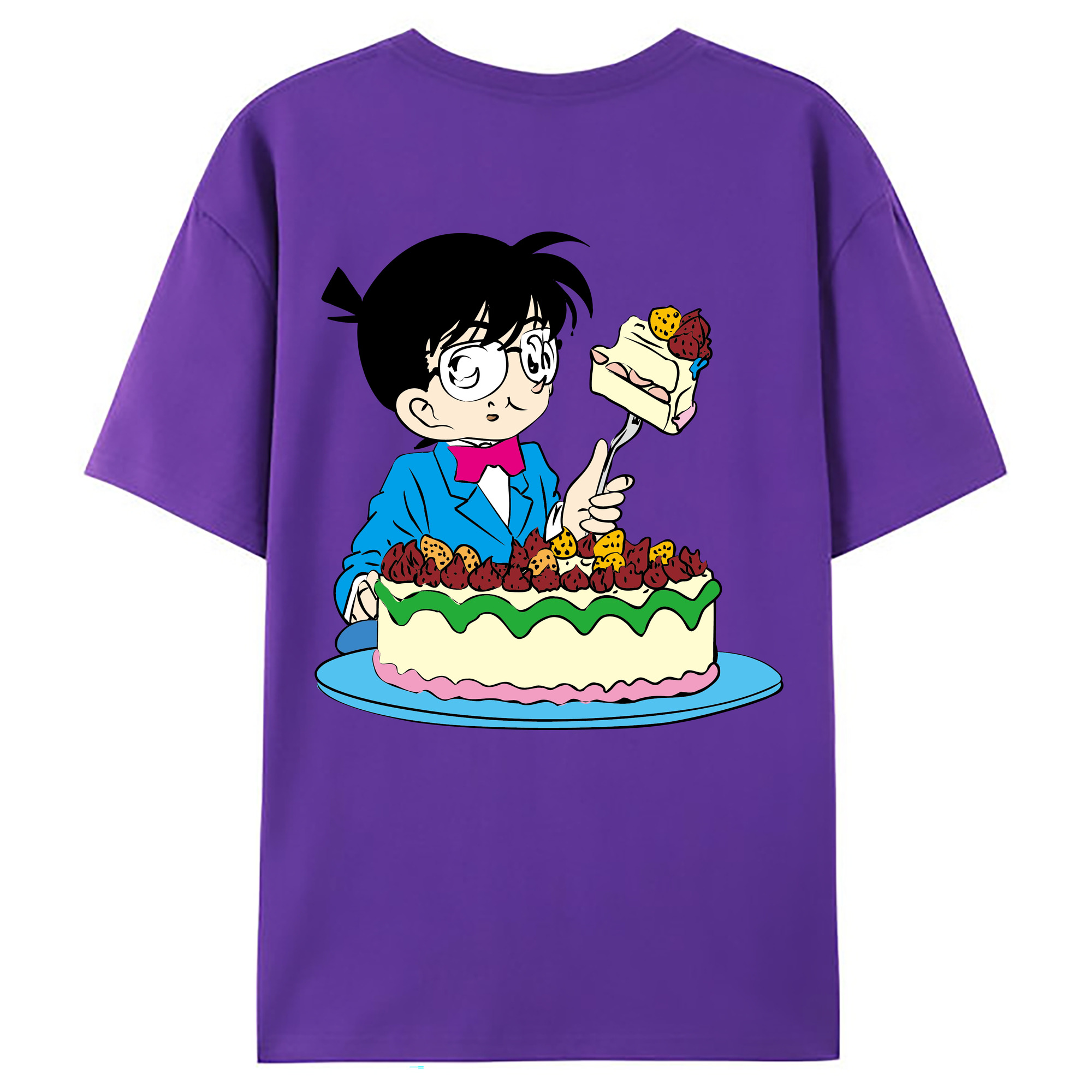 （画像用） 名探偵コナン 江戸川 コナン Detective Conan Conan Edogawa 綿100％ メンズ半袖Tシャツ（バックプリント） 通気性