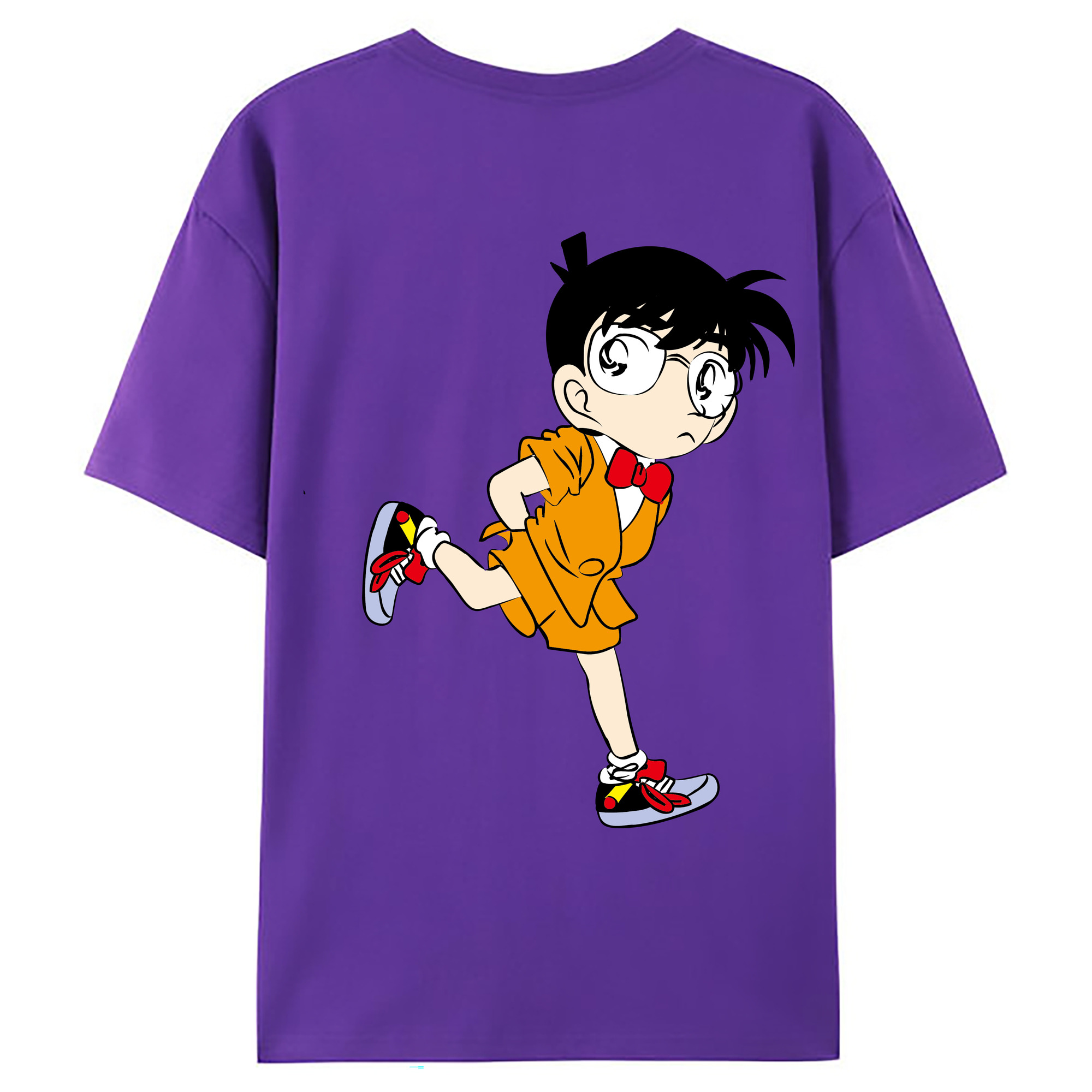 （画像用） 名探偵コナン 江戸川 コナン Detective Conan Conan Edogawa 綿100％ メンズ半袖Tシャツ（バックプリント） 通気性