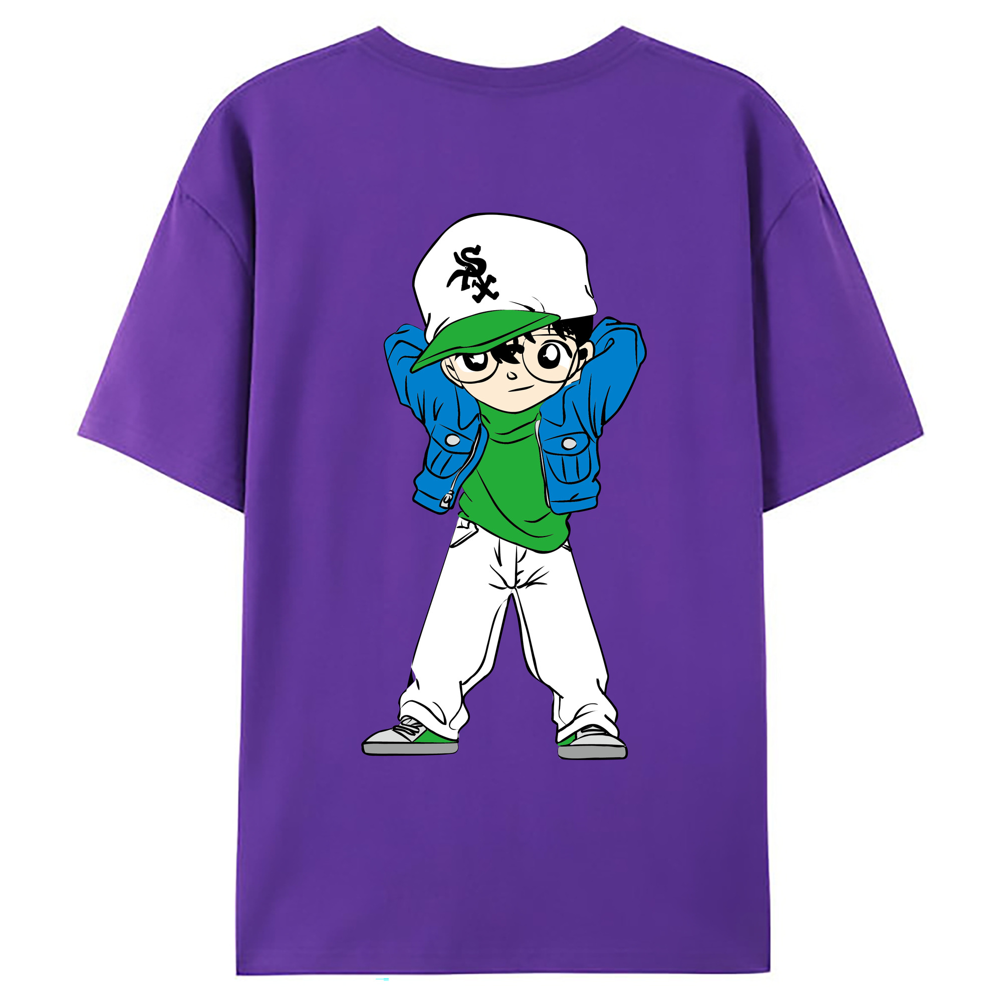 （画像用） 名探偵コナン 江戸川 コナン Detective Conan Conan Edogawa 綿100％ メンズ半袖Tシャツ（バックプリント） 通気性