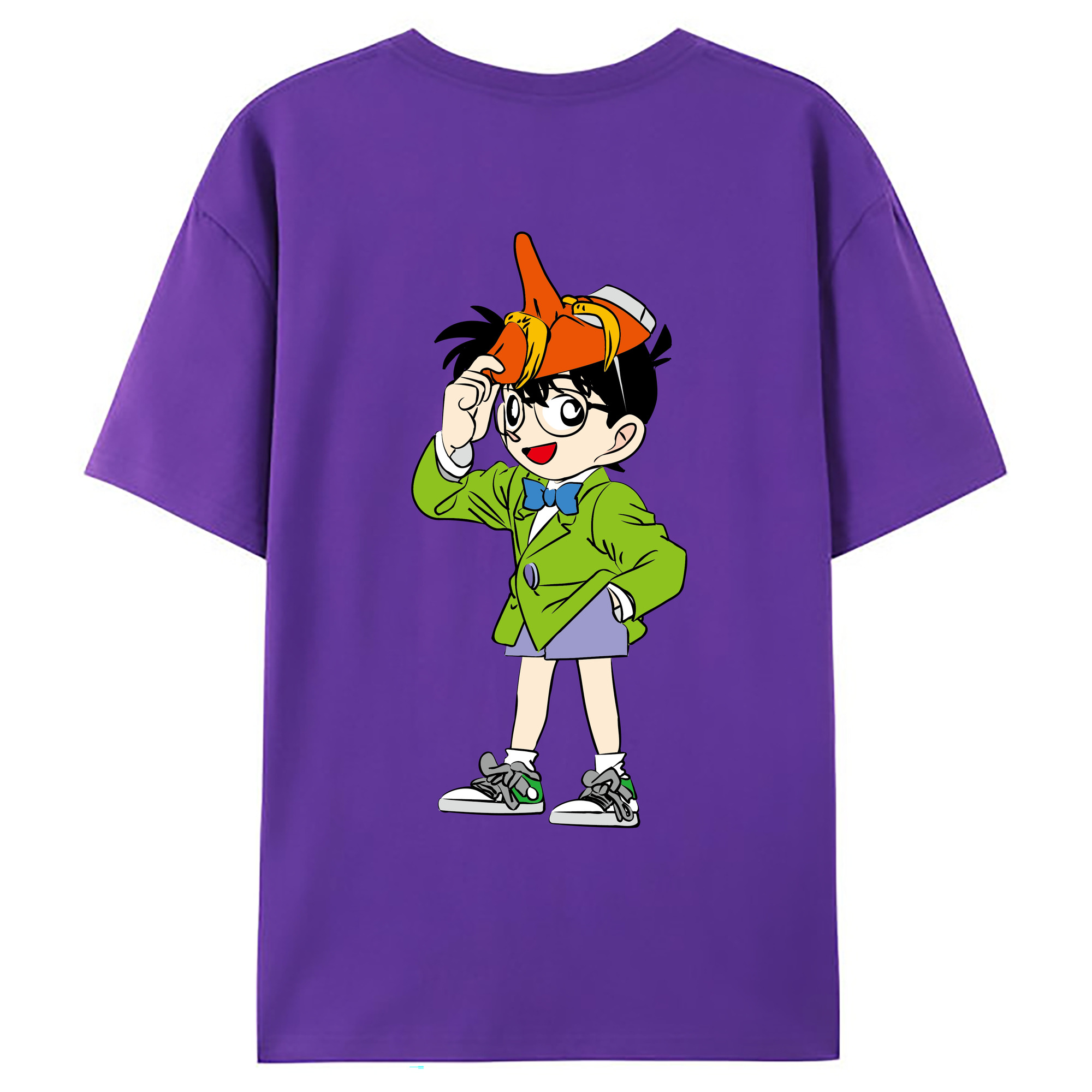 （画像用） 名探偵コナン 江戸川 コナン Detective Conan Conan Edogawa 綿100％ メンズ半袖Tシャツ（バックプリント） 通気性