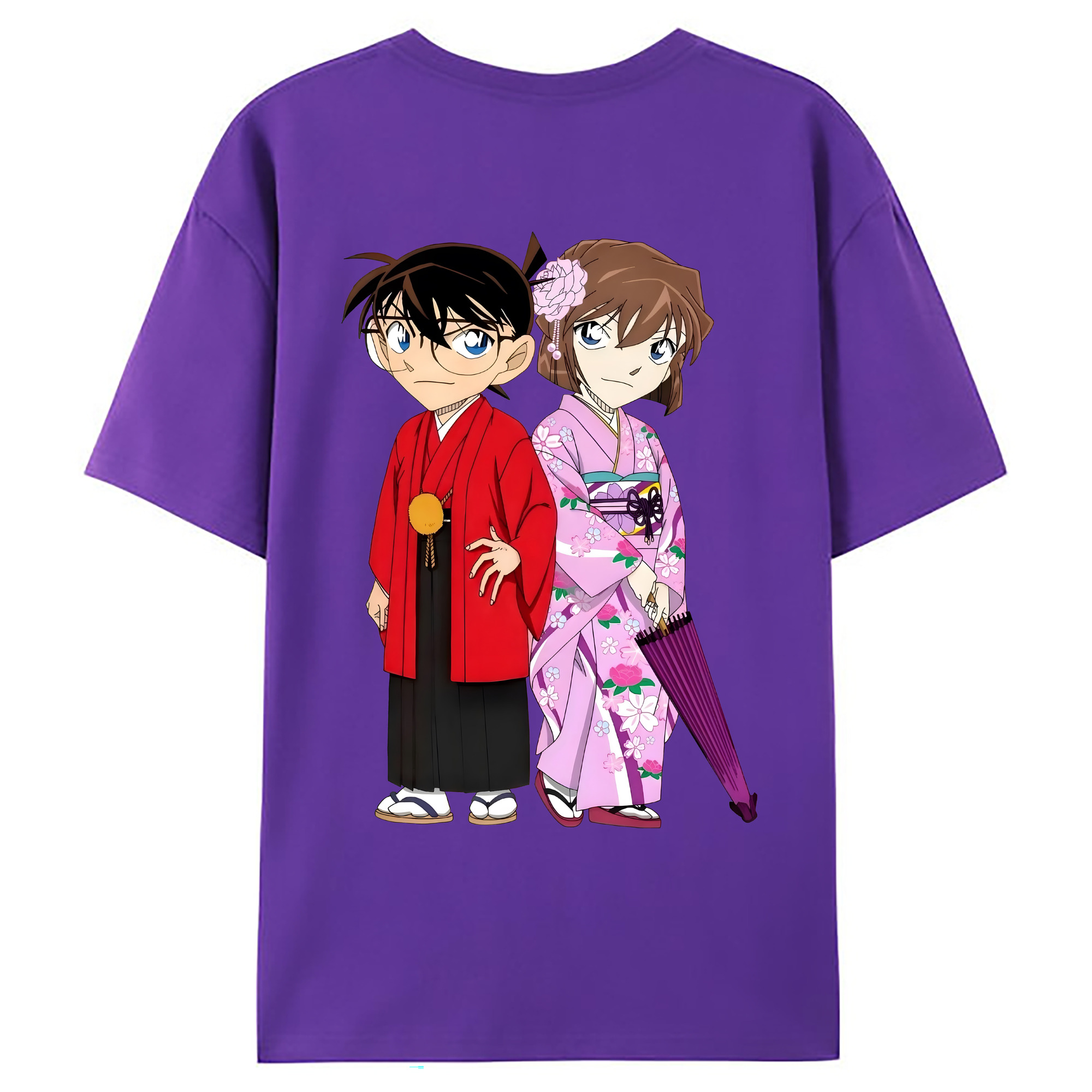 （画像用） 名探偵コナン 江戸川 コナン Detective Conan Conan Edogawa 綿100％ メンズ半袖Tシャツ（バックプリント） 通気性