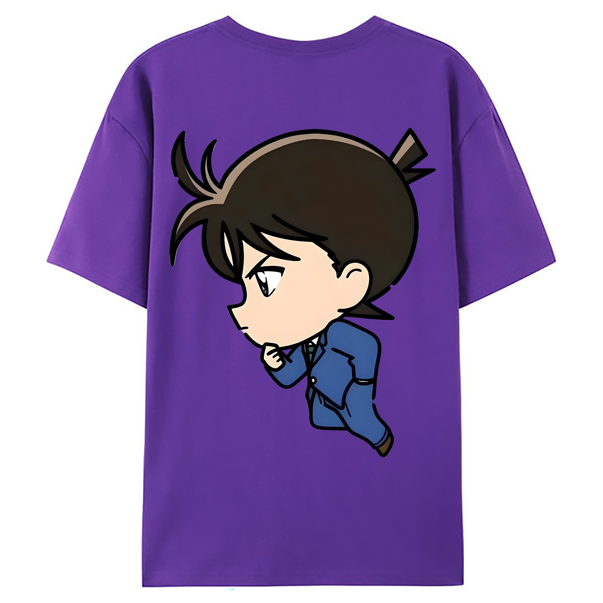 （画像用） 名探偵コナン 江戸川 コナン Detective Conan Conan Edogawa 綿100％ メンズ半袖Tシャツ（バックプリント） 通気性