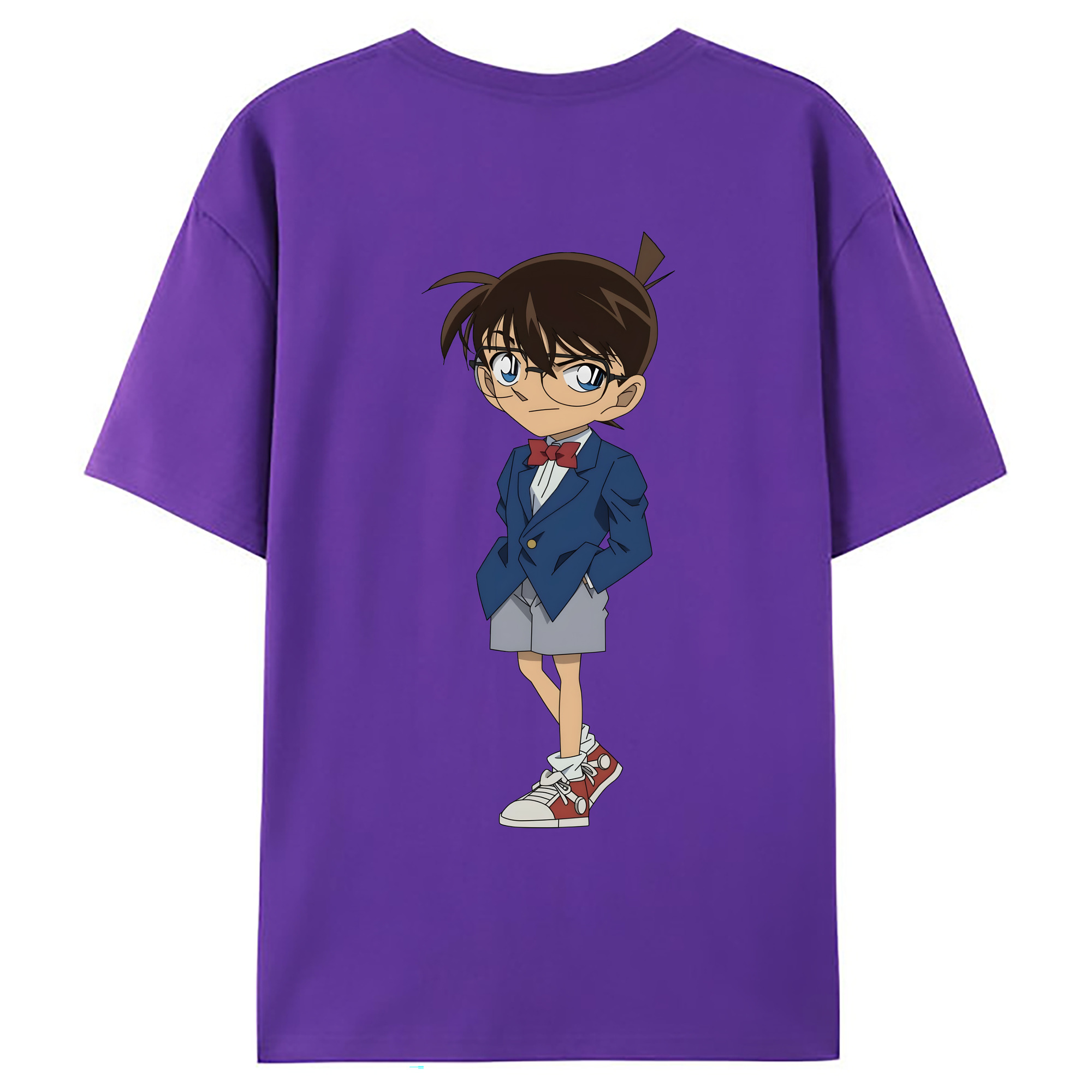 （画像用） 名探偵コナン 江戸川 コナン Detective Conan Conan Edogawa 綿100％ メンズ半袖Tシャツ（バックプリント） 通気性