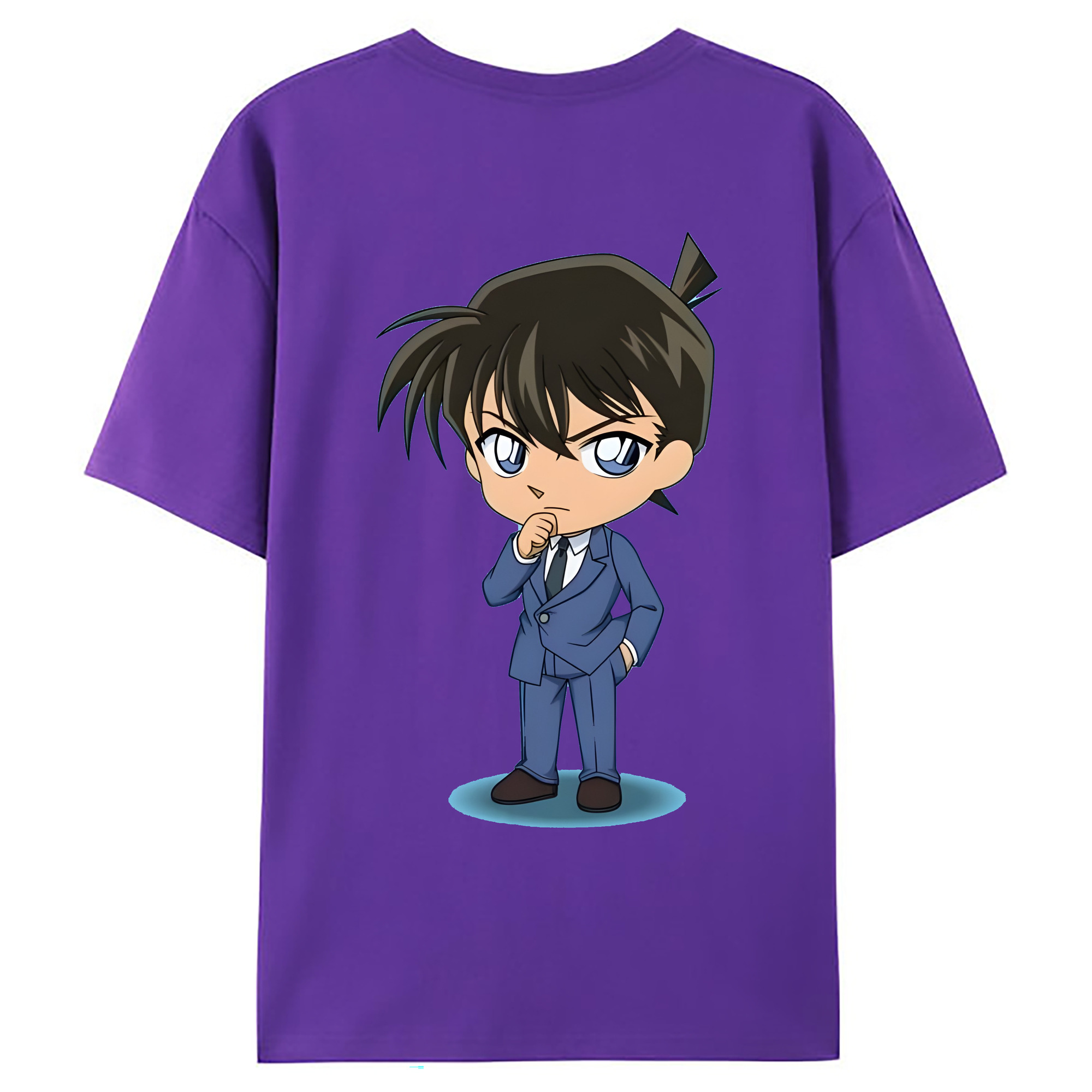 （画像用） 名探偵コナン 江戸川 コナン Detective Conan Conan Edogawa 綿100％ メンズ半袖Tシャツ（バックプリント） 通気性