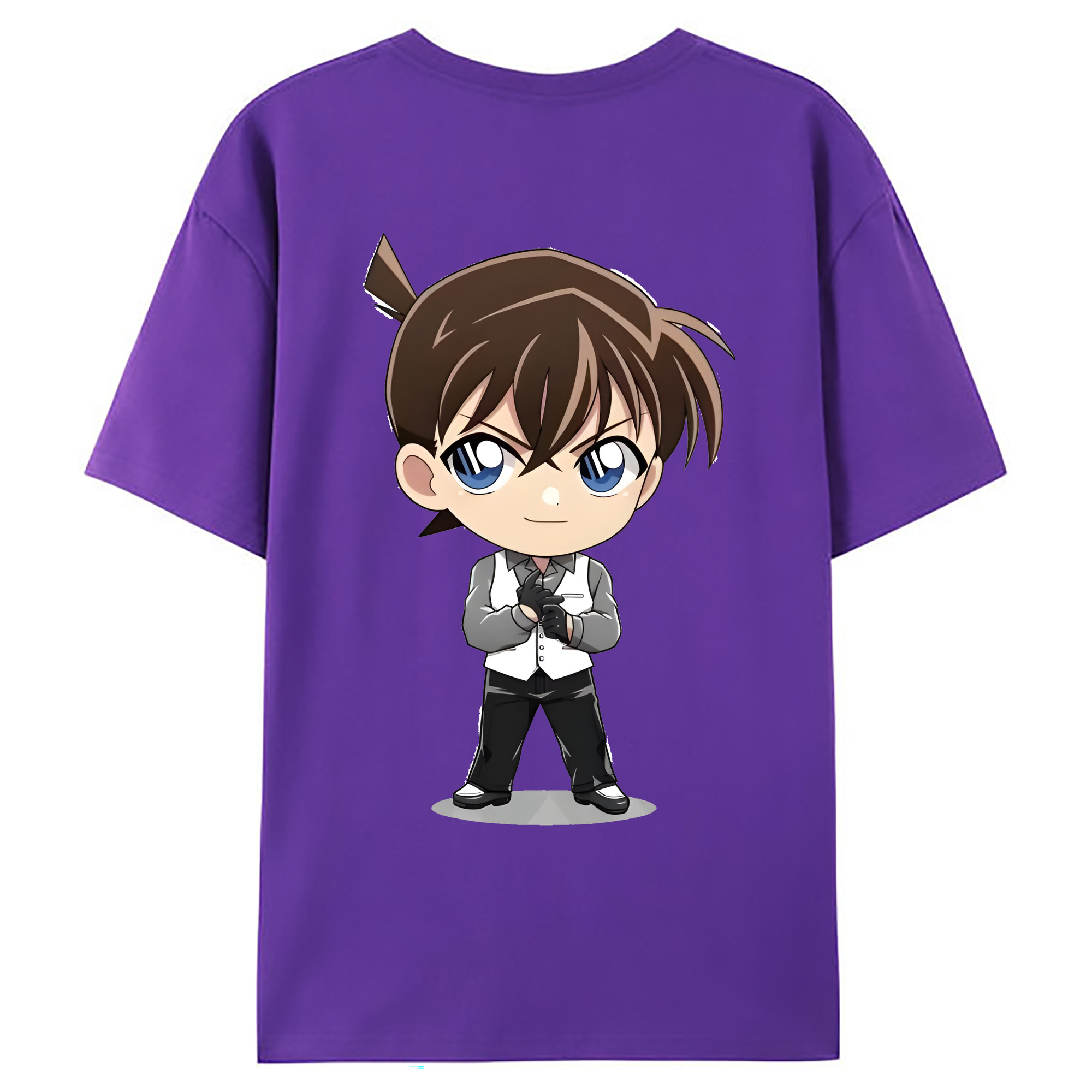 （画像用） 名探偵コナン 江戸川 コナン Detective Conan Conan Edogawa 綿100％ メンズ半袖Tシャツ（バックプリント） 通気性