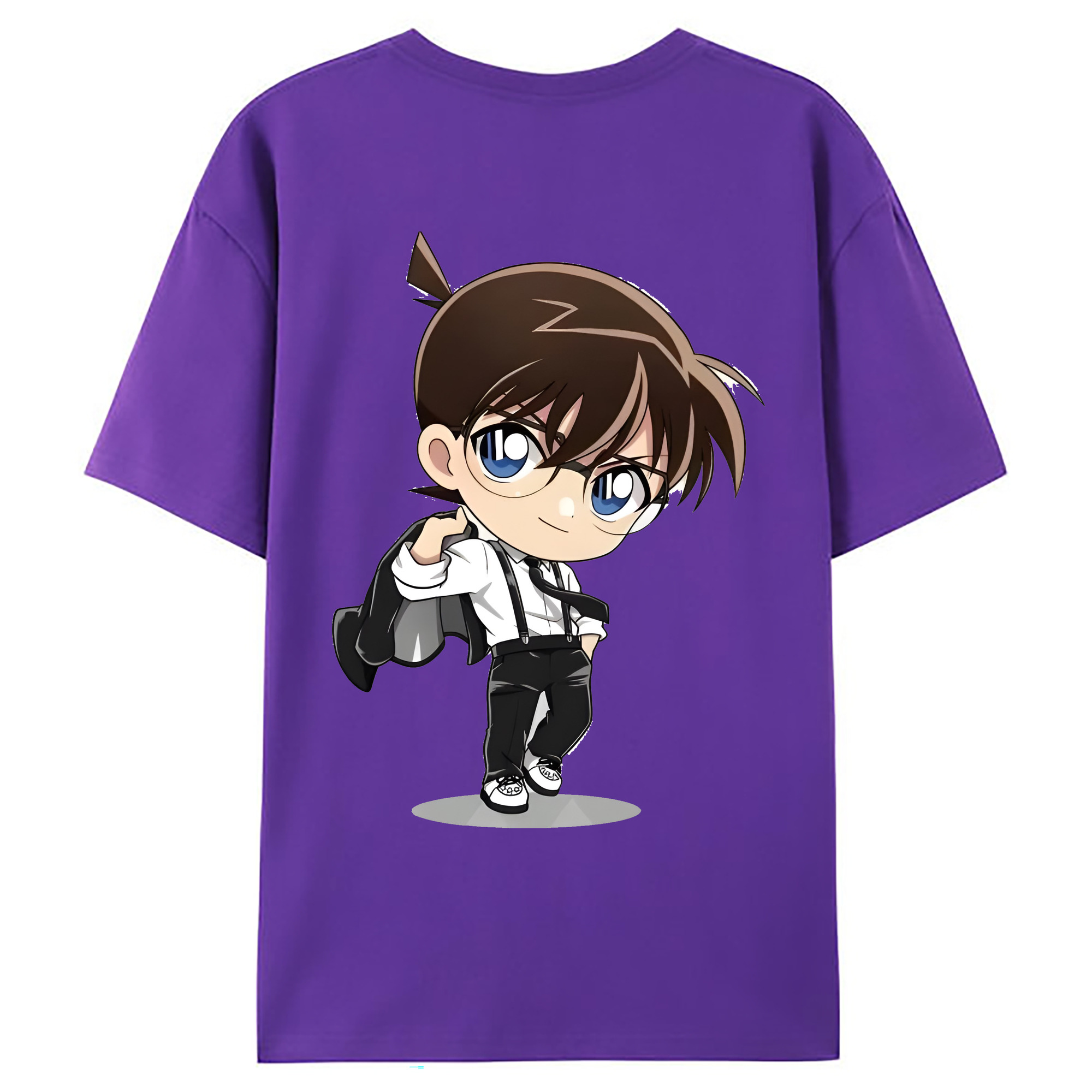 （画像用） 名探偵コナン 江戸川 コナン Detective Conan Conan Edogawa 綿100％ メンズ半袖Tシャツ（バックプリント） 通気性