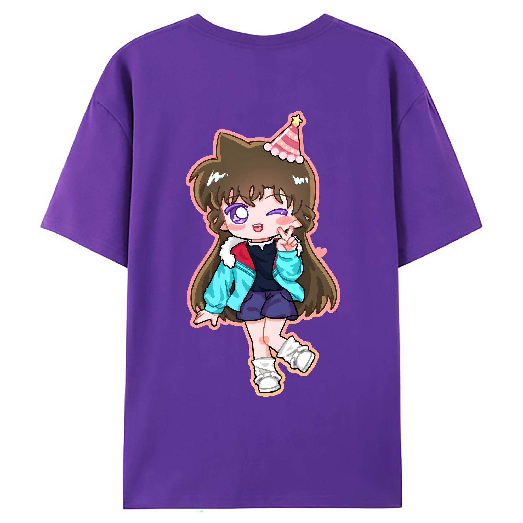（画像用） 名探偵コナン 毛利 蘭 もうり らん、モーリ ラン Detective Conan Rachel Moore 綿100％ メンズ半袖Tシャツ（バックプリント） 通気性