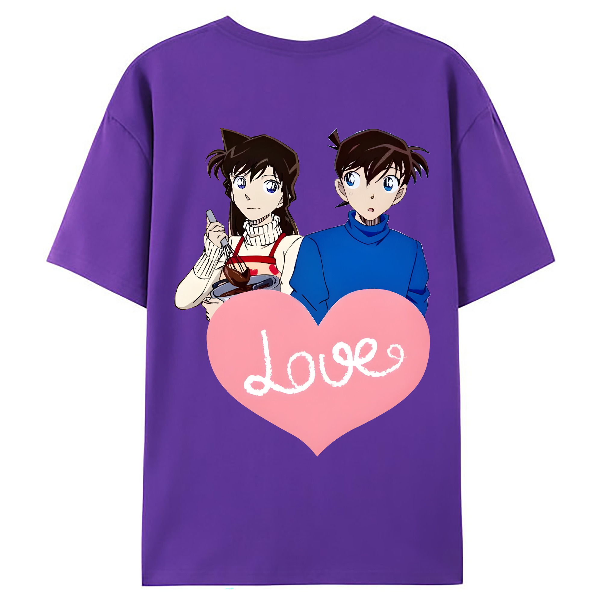 （画像用） 名探偵コナン 毛利 蘭 もうり らん、モーリ ラン Detective Conan Rachel Moore 綿100％ メンズ半袖Tシャツ（バックプリント） 通気性