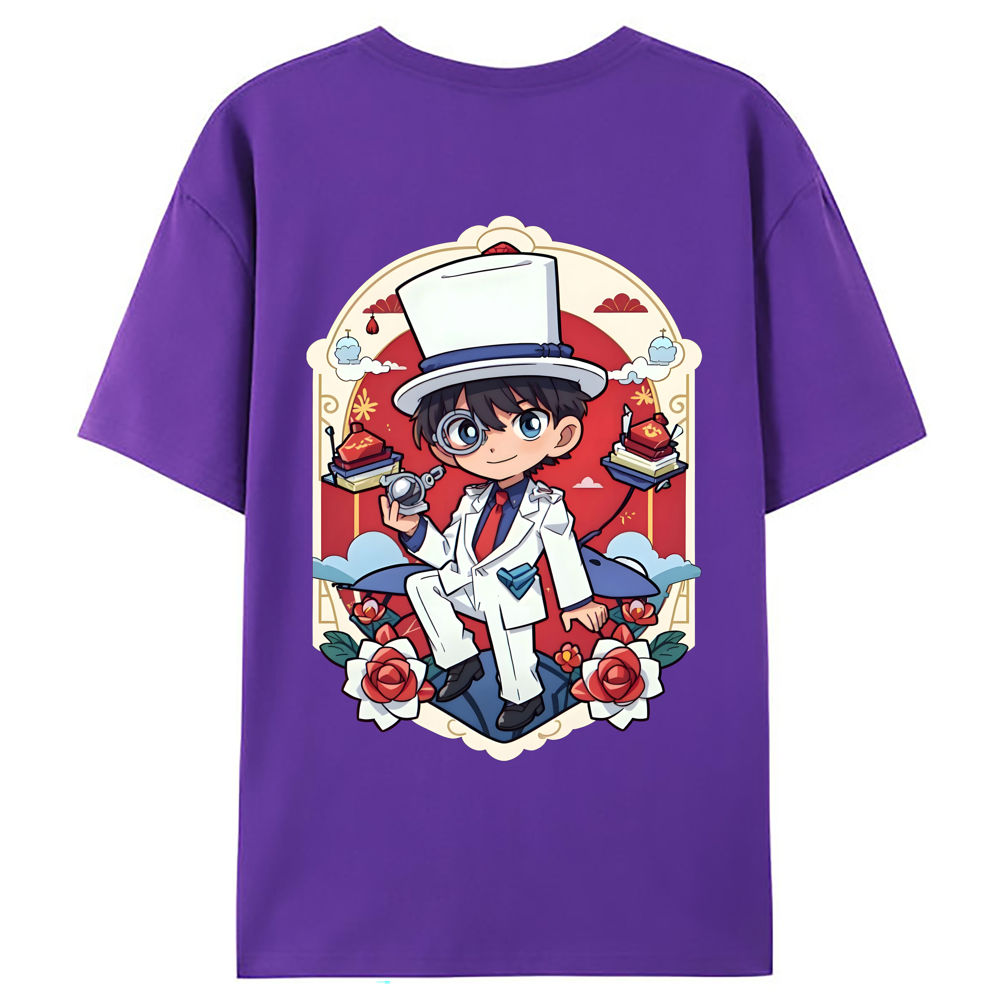 （画像用） 名探偵コナン くろば かいと Detective Conan Kuroba Kaito 綿100％ メンズ半袖Tシャツ（バックプリント） 通気性