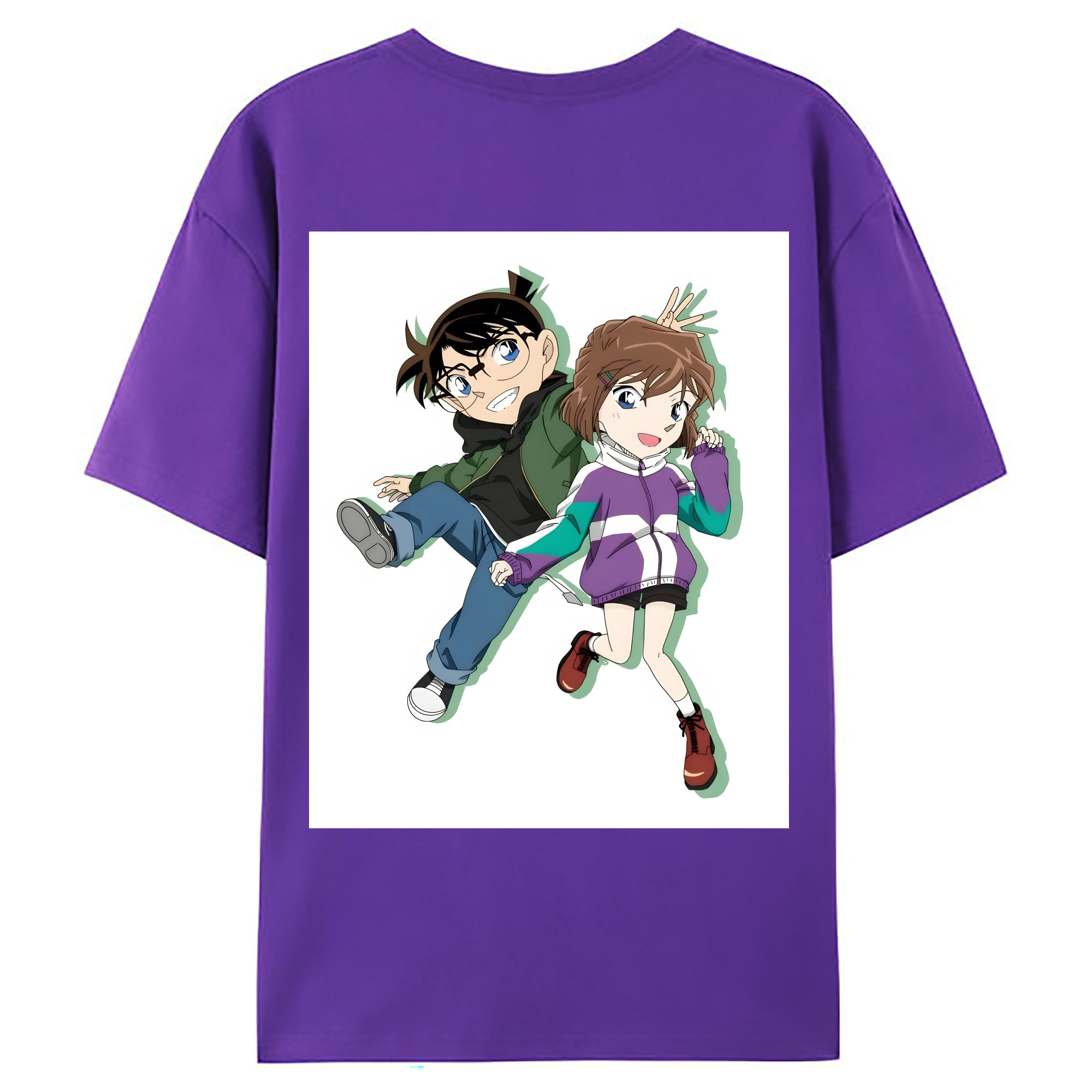 （画像用） 名探偵コナン 灰原 哀 はいばら あい Detective Conan Anita Hailey、Vi Graythorn Haibara Ai 綿100％ メンズ半袖Tシャツ（バックプリント） 通気性
