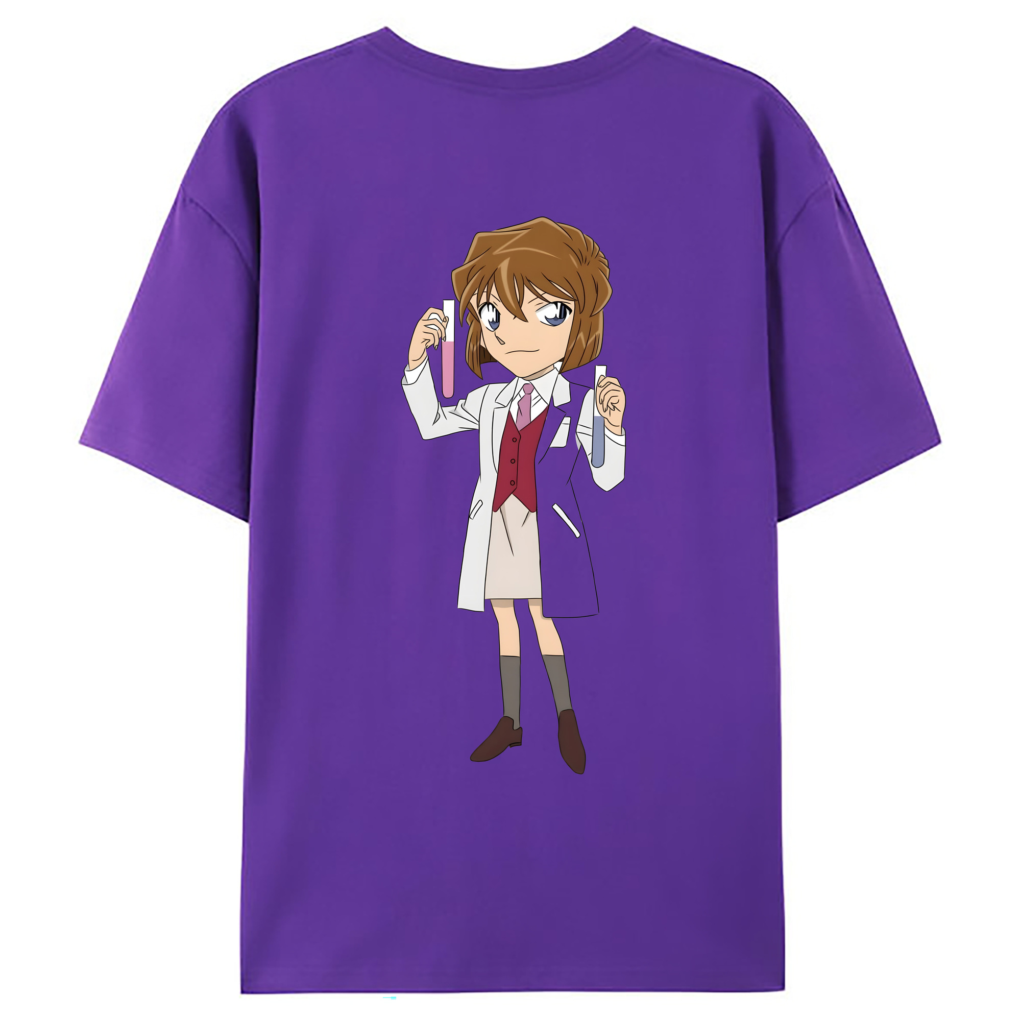 （画像用） 名探偵コナン 灰原 哀 はいばら あい Detective Conan Anita Hailey、Vi Graythorn Haibara Ai 綿100％ メンズ半袖Tシャツ（バックプリント） 通気性