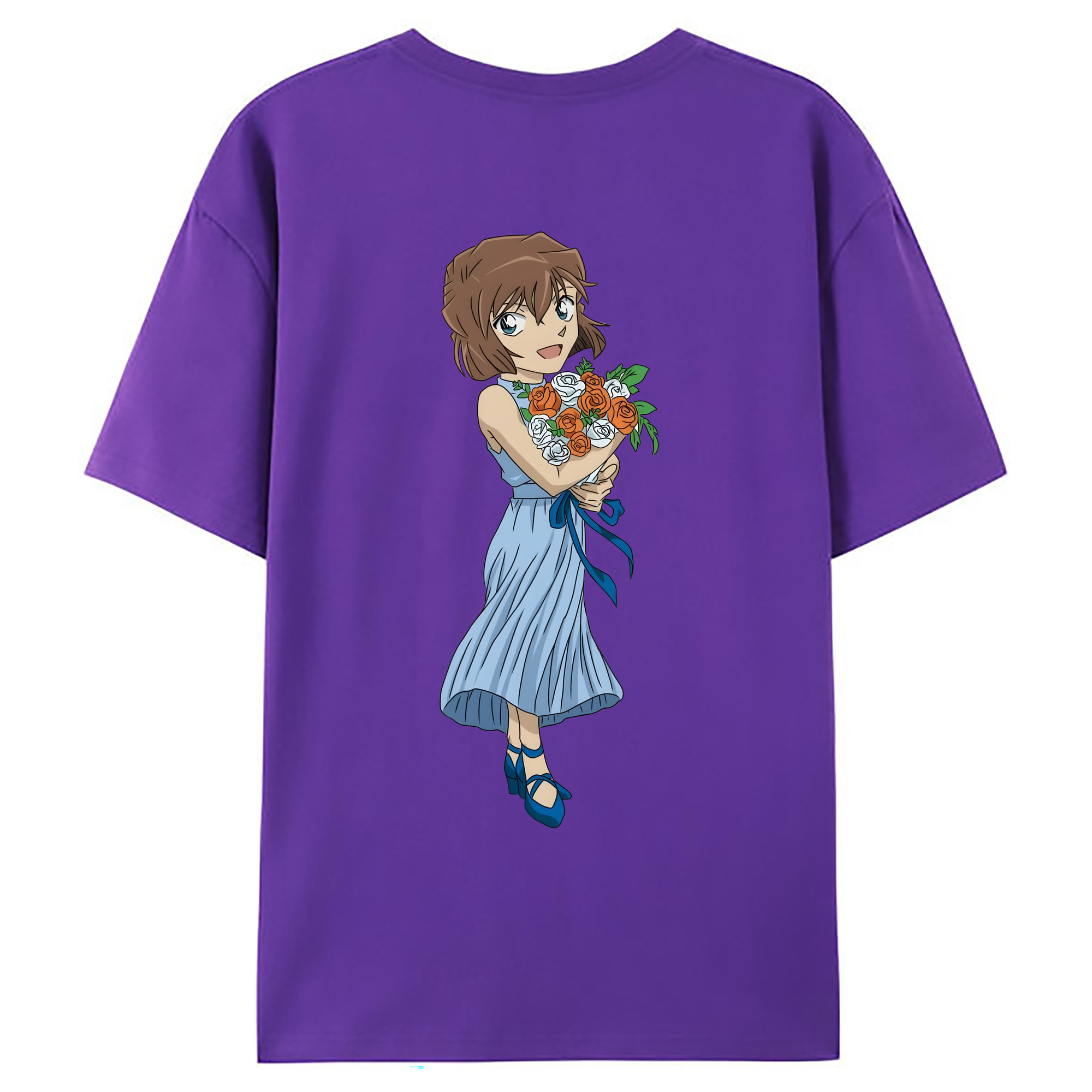 （画像用） 名探偵コナン 灰原 哀 はいばら あい Detective Conan Anita Hailey、Vi Graythorn Haibara Ai 綿100％ メンズ半袖Tシャツ（バックプリント） 通気性