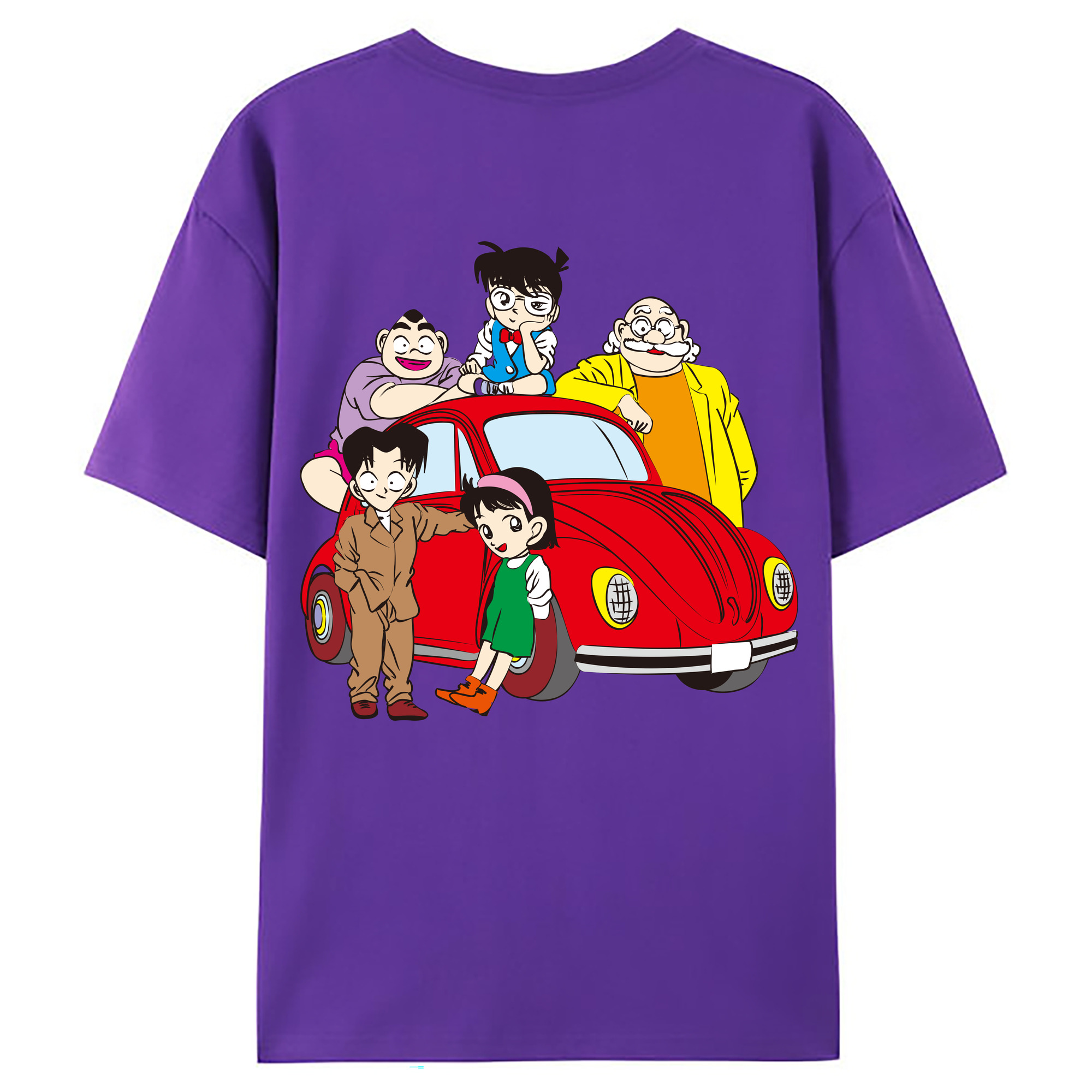 （画像用） 名探偵コナン Detective Conan 綿100％ メンズ半袖Tシャツ（バックプリント） 通気性
