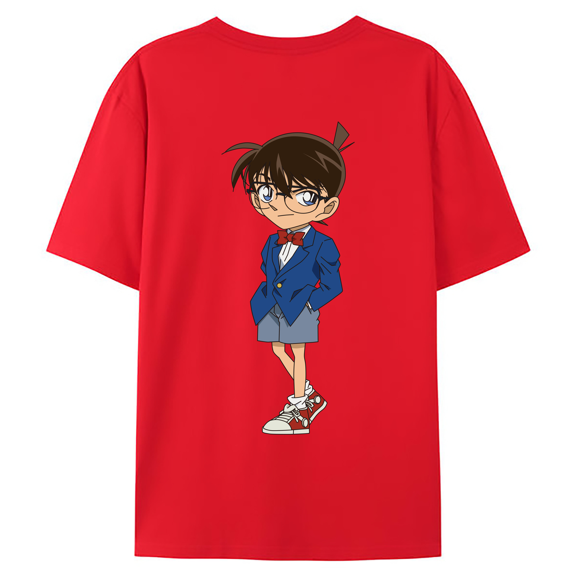 （画像用） 名探偵コナン 江戸川 コナン Detective Conan Conan Edogawa 綿100％ メンズ半袖Tシャツ（バックプリント） 通気性
