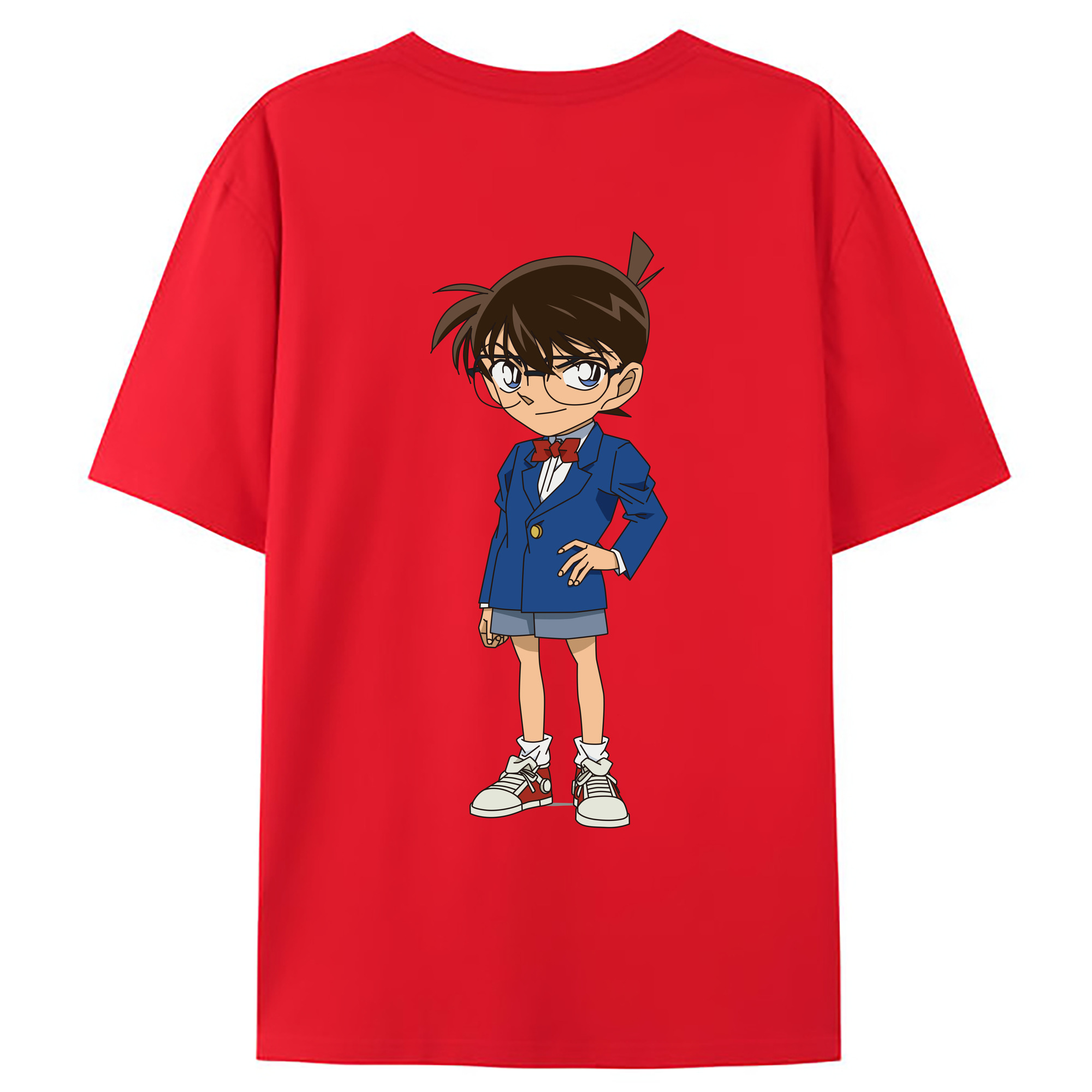 （画像用） 名探偵コナン 江戸川 コナン Detective Conan Conan Edogawa 綿100％ メンズ半袖Tシャツ（バックプリント） 通気性