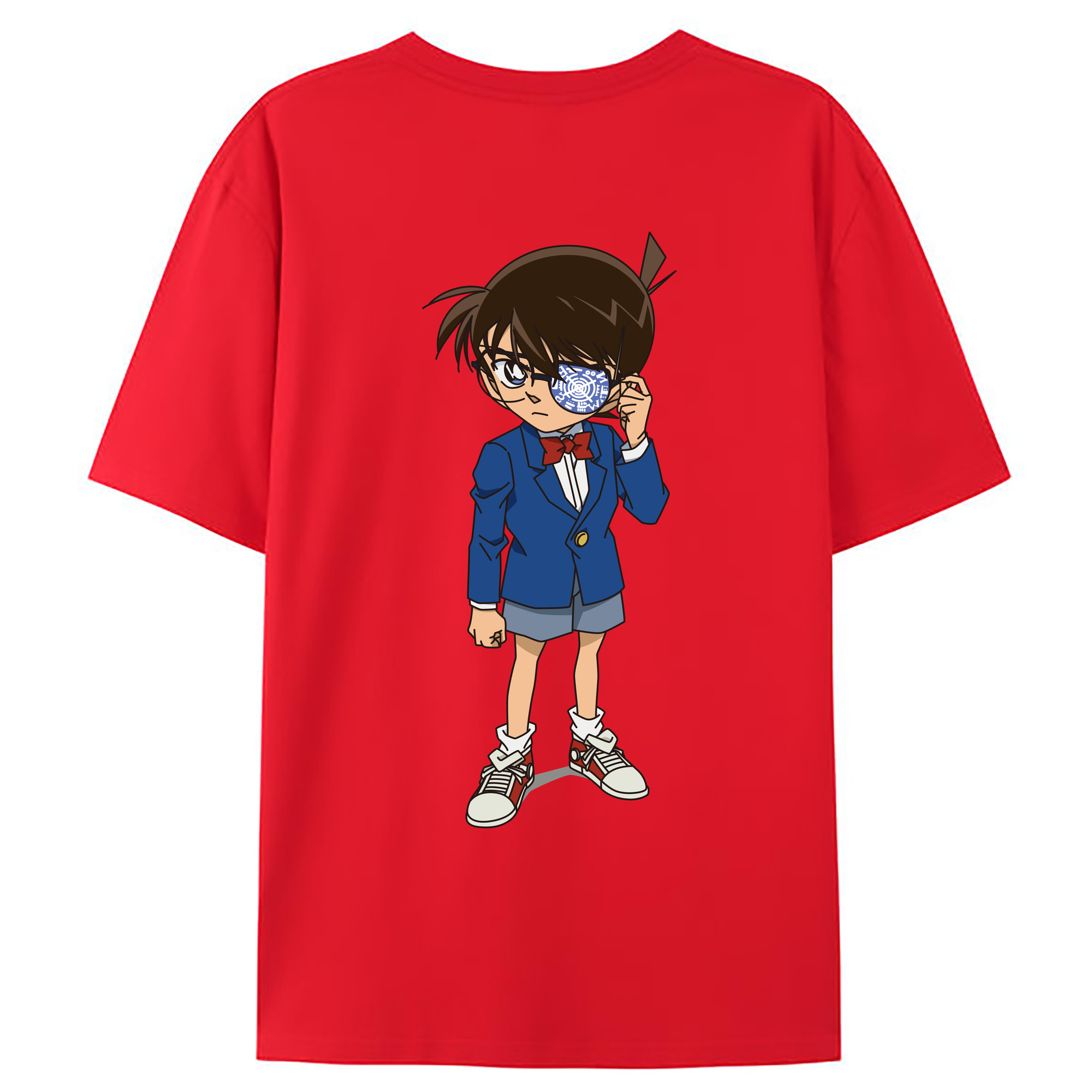 （画像用） 名探偵コナン 江戸川 コナン Detective Conan Conan Edogawa 綿100％ メンズ半袖Tシャツ（バックプリント） 通気性