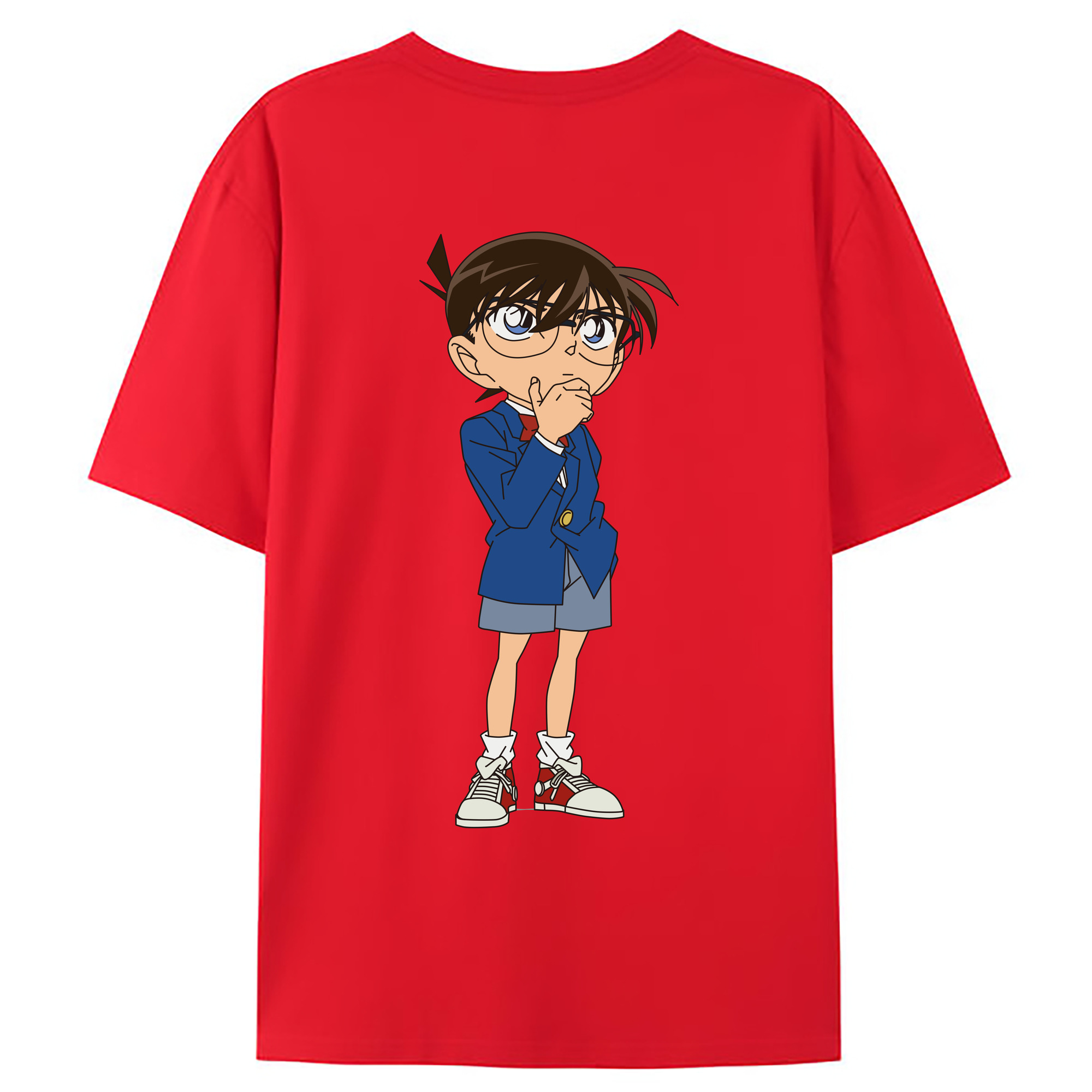 （画像用） 名探偵コナン 江戸川 コナン Detective Conan Conan Edogawa 綿100％ メンズ半袖Tシャツ（バックプリント） 通気性