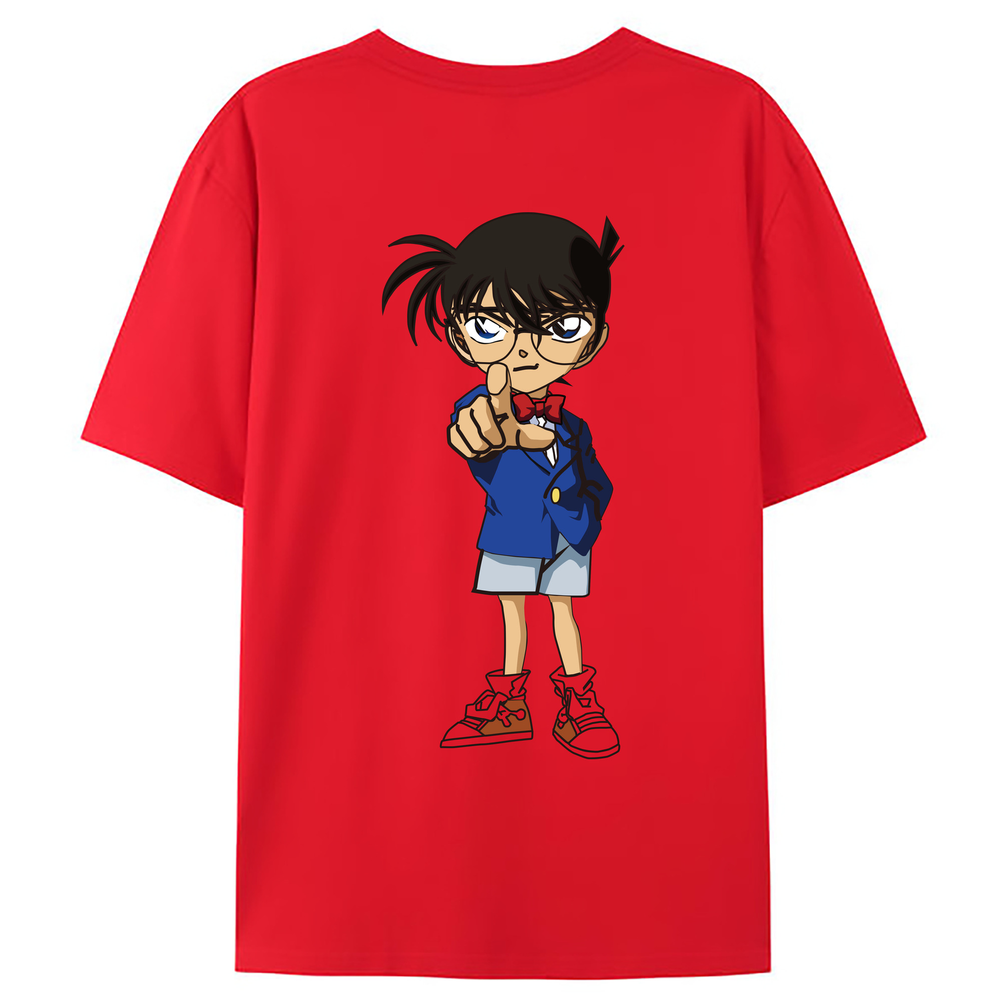 （画像用） 名探偵コナン 江戸川 コナン Detective Conan Conan Edogawa 綿100％ メンズ半袖Tシャツ（バックプリント） 通気性
