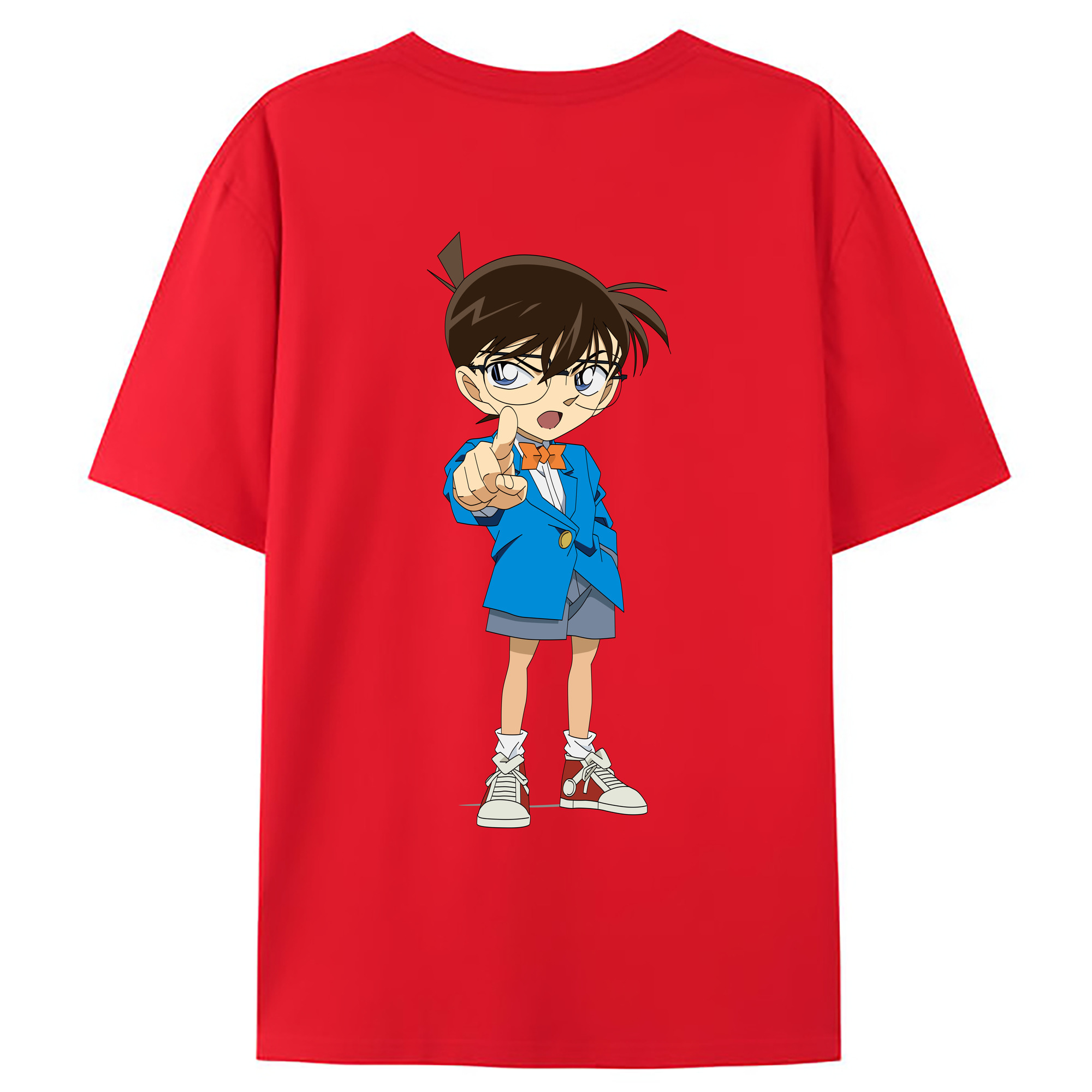 （画像用） 名探偵コナン 江戸川 コナン Detective Conan Conan Edogawa 綿100％ メンズ半袖Tシャツ（バックプリント） 通気性