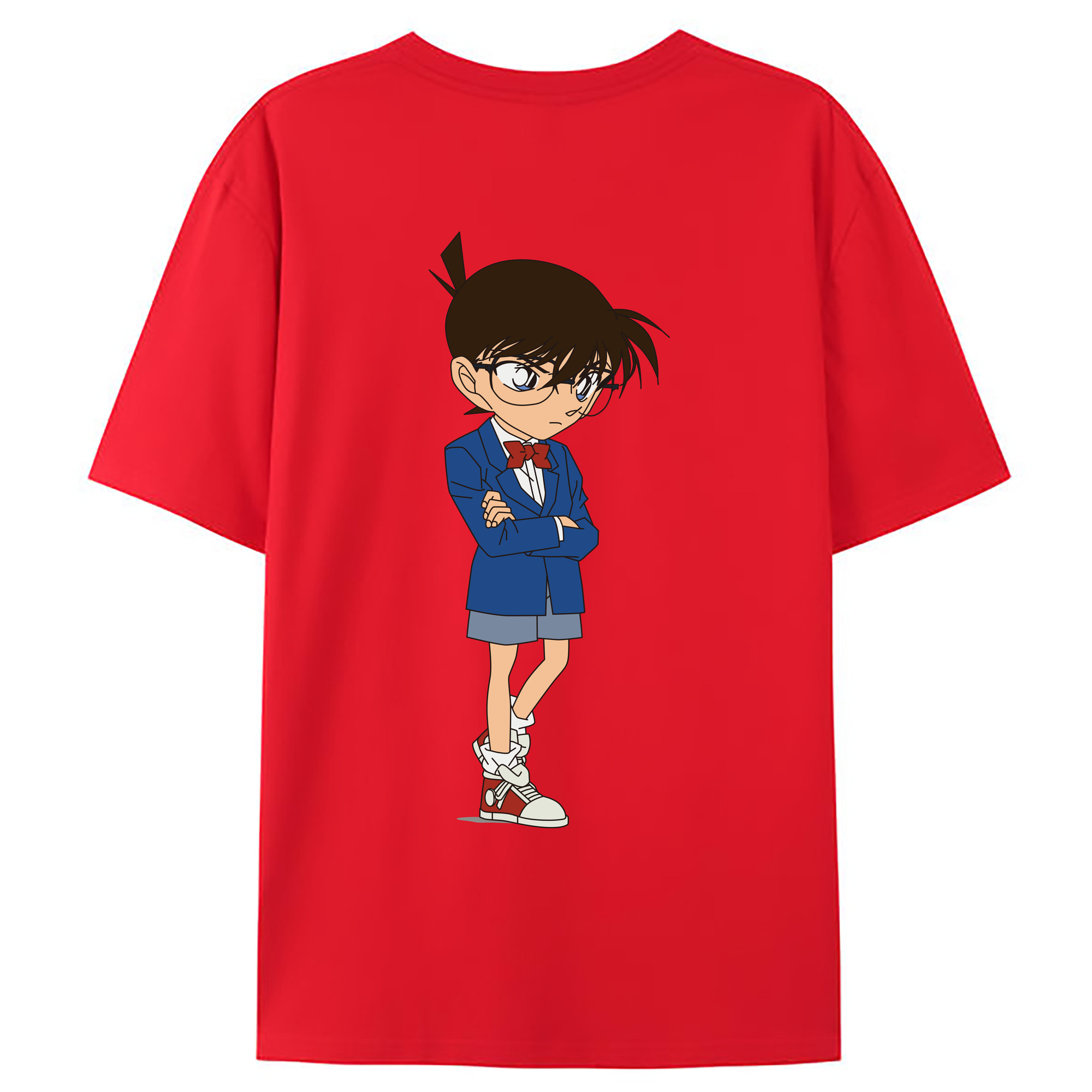 （画像用） 名探偵コナン 江戸川 コナン Detective Conan Conan Edogawa 綿100％ メンズ半袖Tシャツ（バックプリント） 通気性
