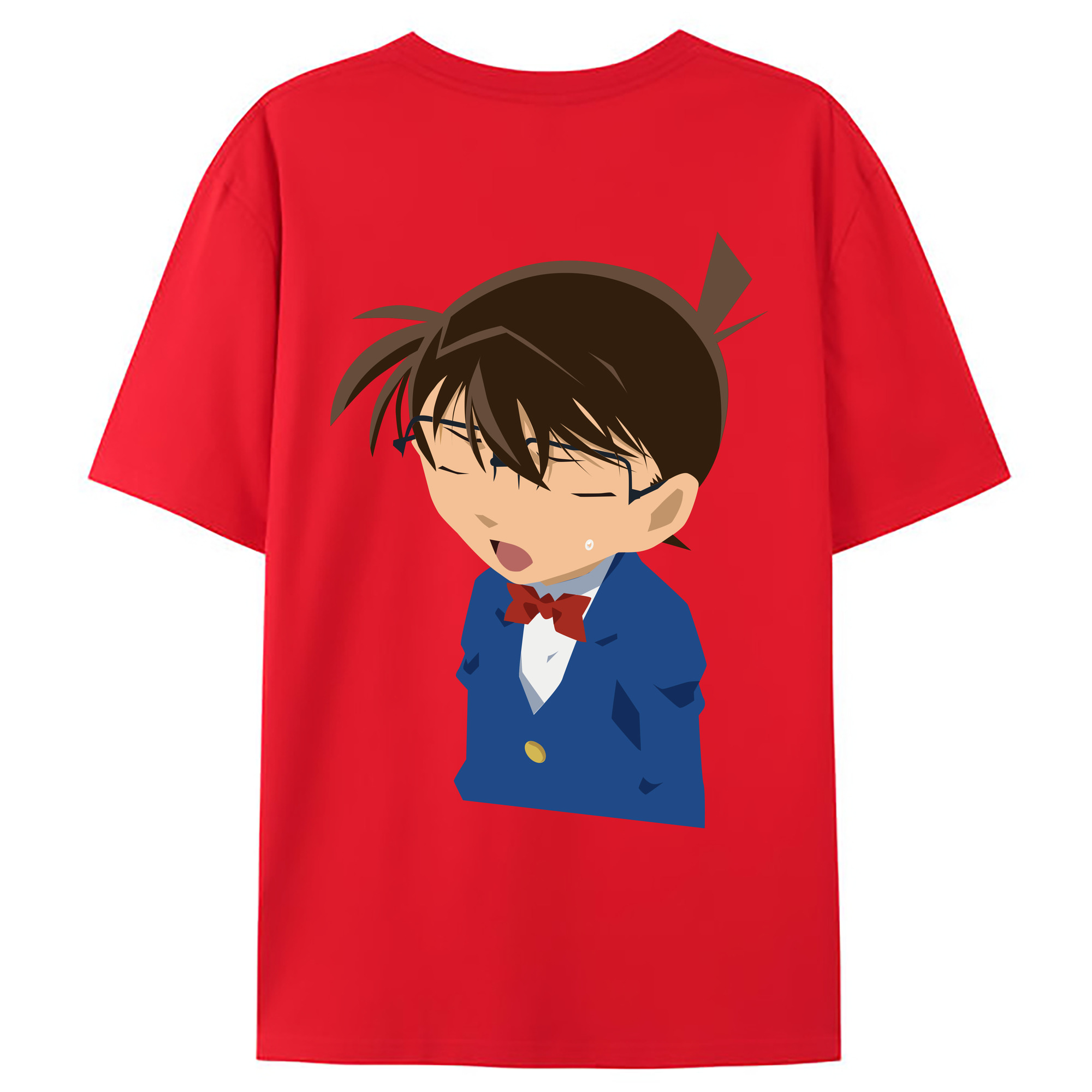 （画像用） 名探偵コナン 江戸川 コナン Detective Conan Conan Edogawa 綿100％ メンズ半袖Tシャツ（バックプリント） 通気性