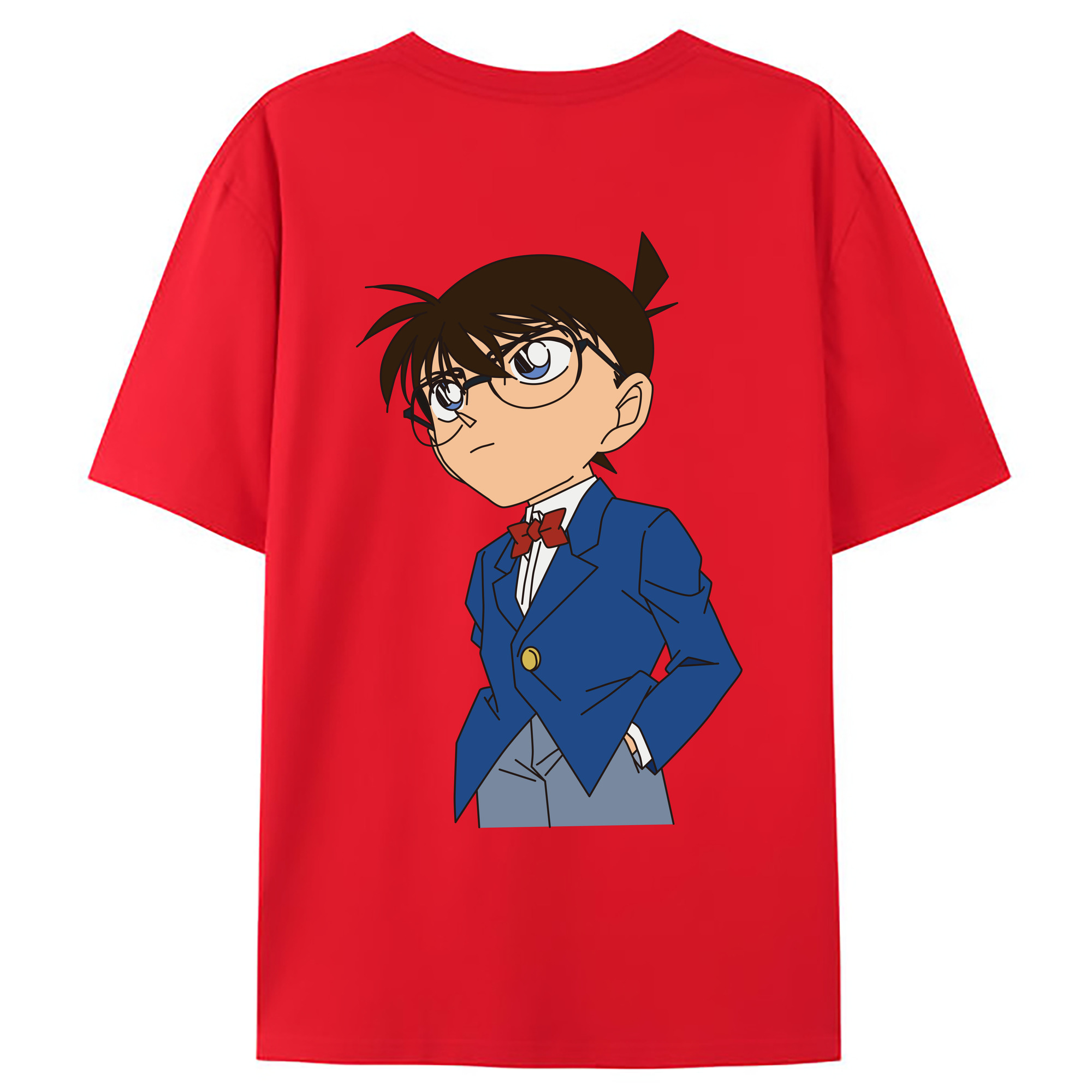 （画像用） 名探偵コナン 江戸川 コナン Detective Conan Conan Edogawa 綿100％ メンズ半袖Tシャツ（バックプリント） 通気性