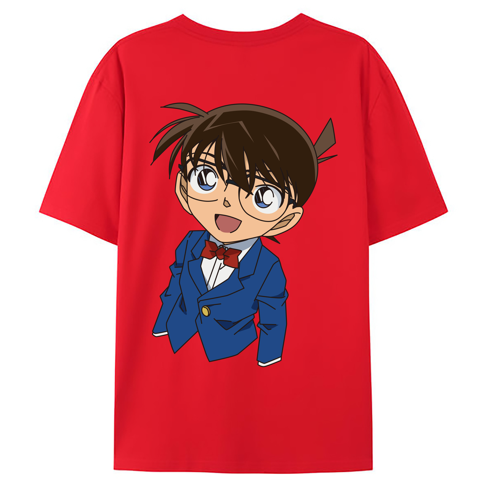 （画像用） 名探偵コナン 江戸川 コナン Detective Conan Conan Edogawa 綿100％ メンズ半袖Tシャツ（バックプリント） 通気性