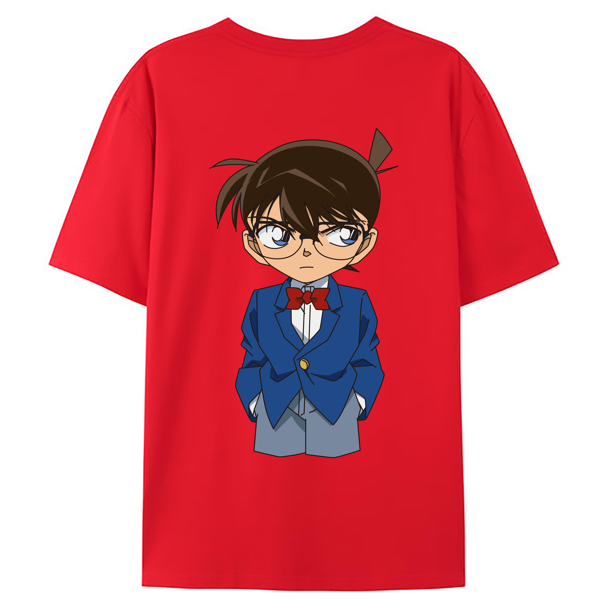 （画像用） 名探偵コナン 江戸川 コナン Detective Conan Conan Edogawa 綿100％ メンズ半袖Tシャツ（バックプリント） 通気性