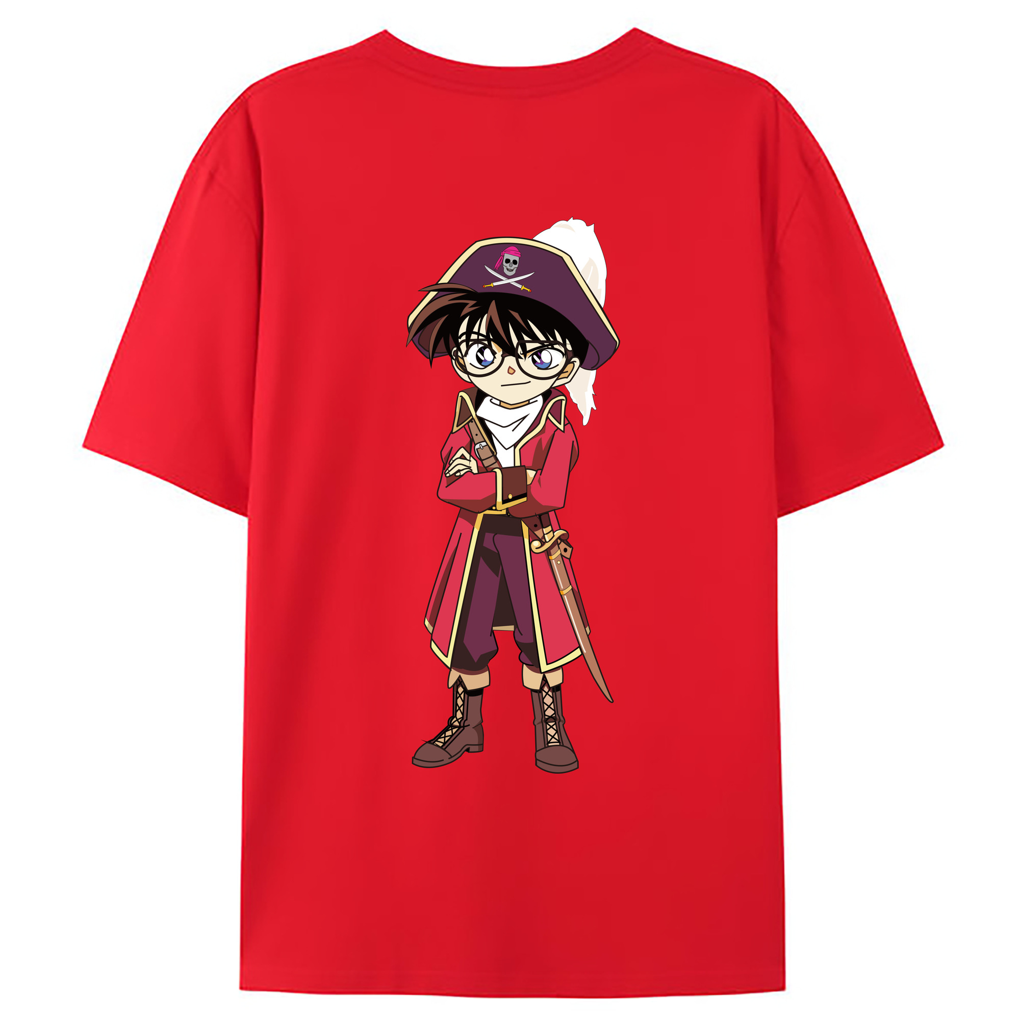 （画像用） 名探偵コナン 江戸川 コナン Detective Conan Conan Edogawa 綿100％ メンズ半袖Tシャツ（バックプリント） 通気性