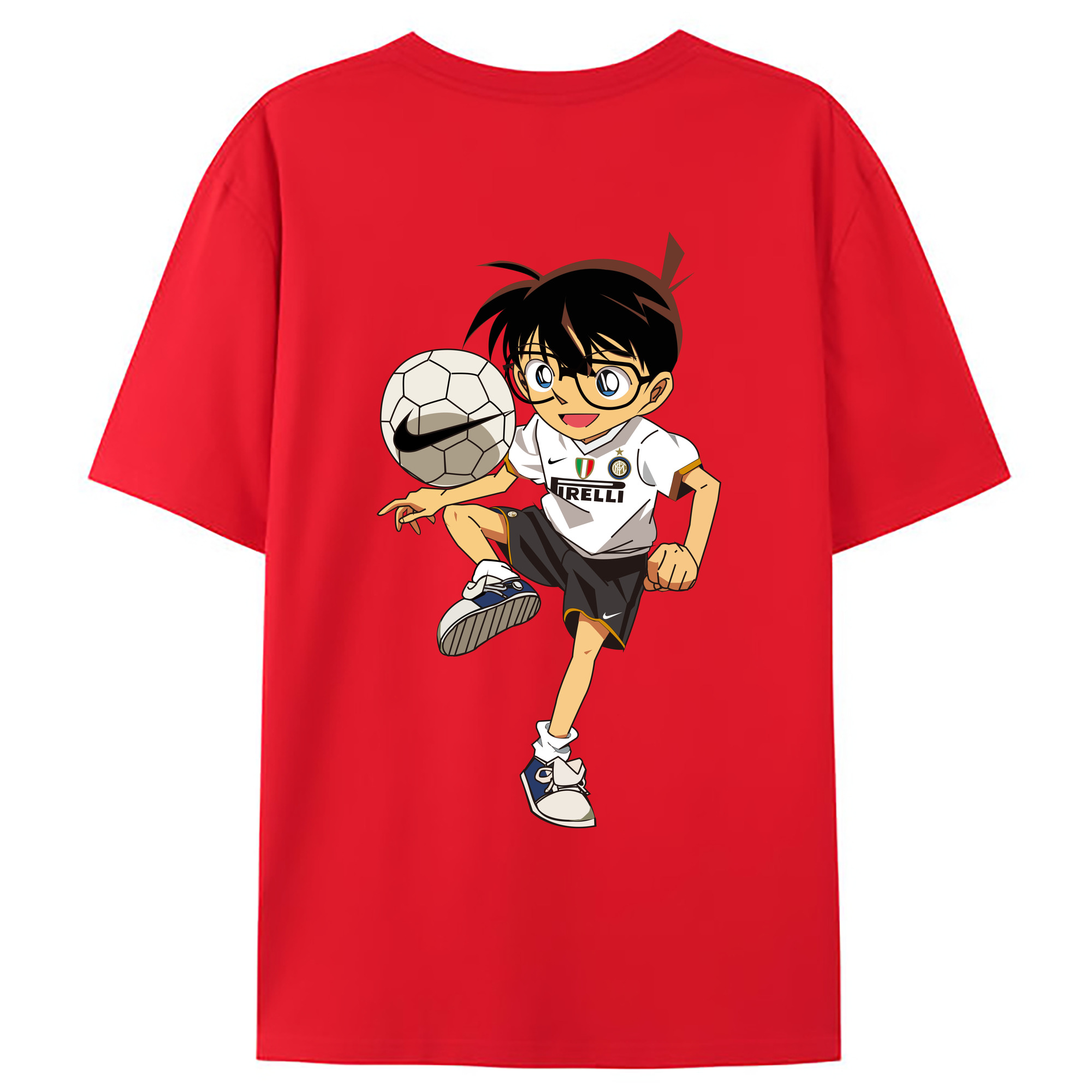 （画像用） 名探偵コナン 江戸川 コナン Detective Conan Conan Edogawa 綿100％ メンズ半袖Tシャツ（バックプリント） 通気性