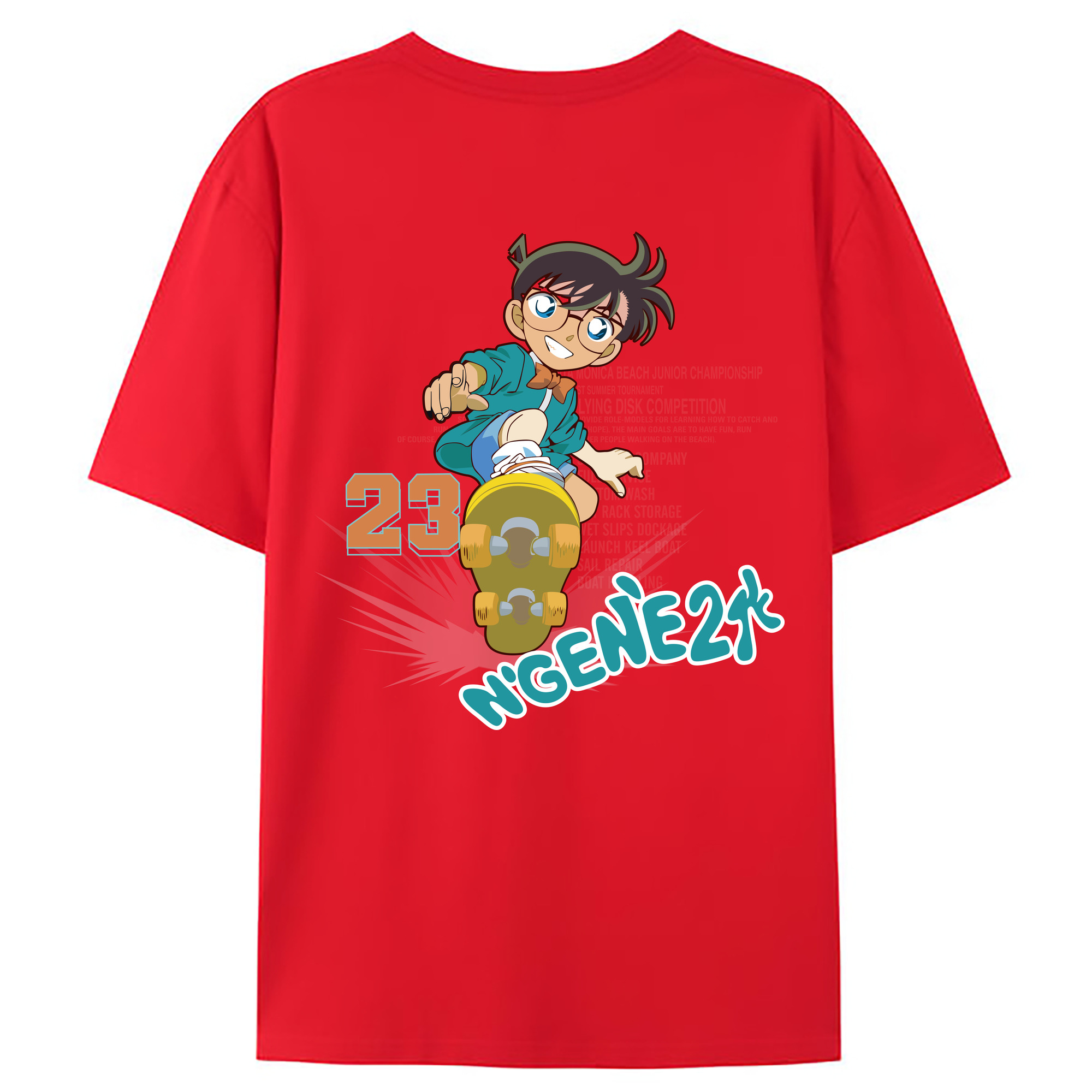 （画像用） 名探偵コナン 江戸川 コナン Detective Conan Conan Edogawa 綿100％ メンズ半袖Tシャツ（バックプリント） 通気性