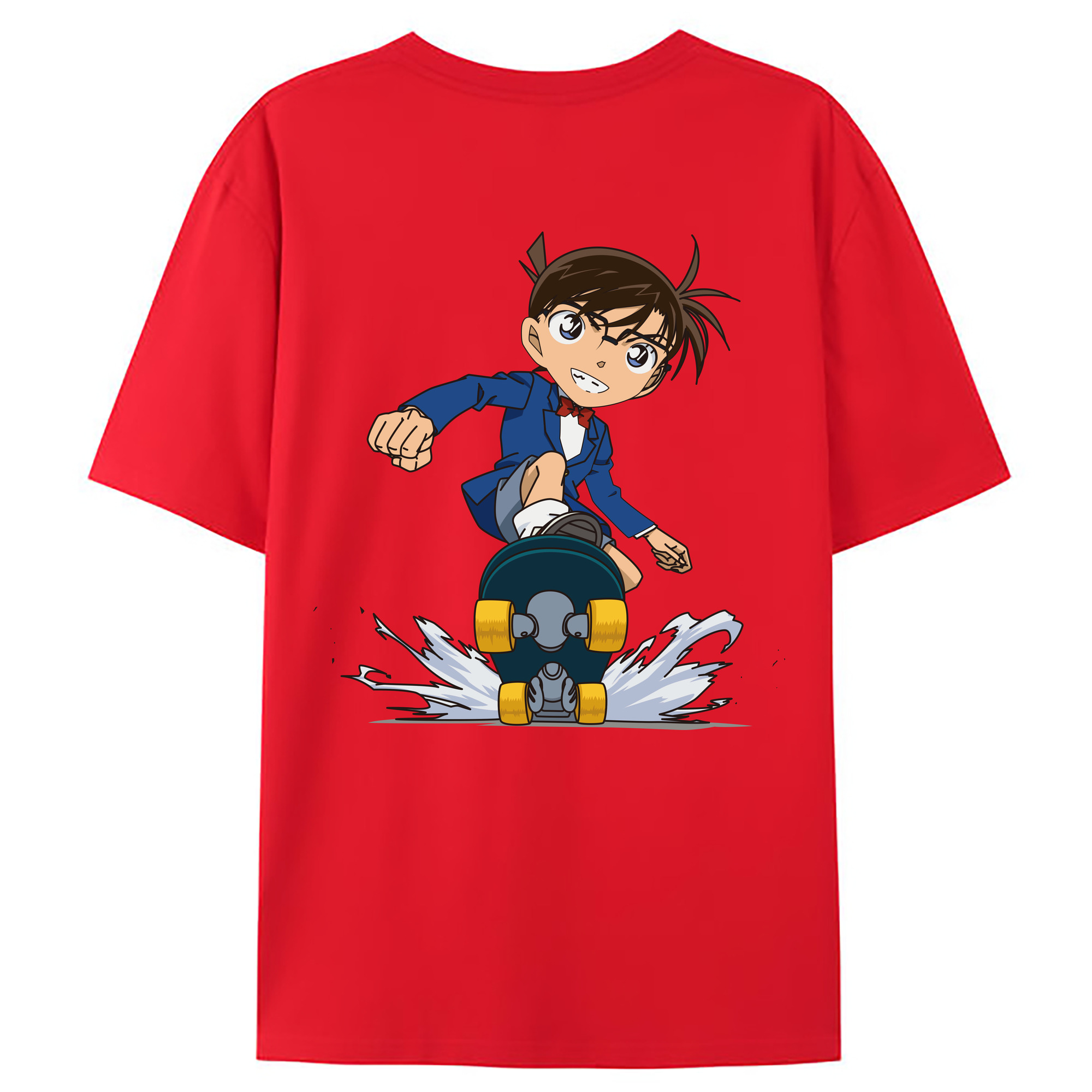 （画像用） 名探偵コナン 江戸川 コナン Detective Conan Conan Edogawa 綿100％ メンズ半袖Tシャツ（バックプリント） 通気性