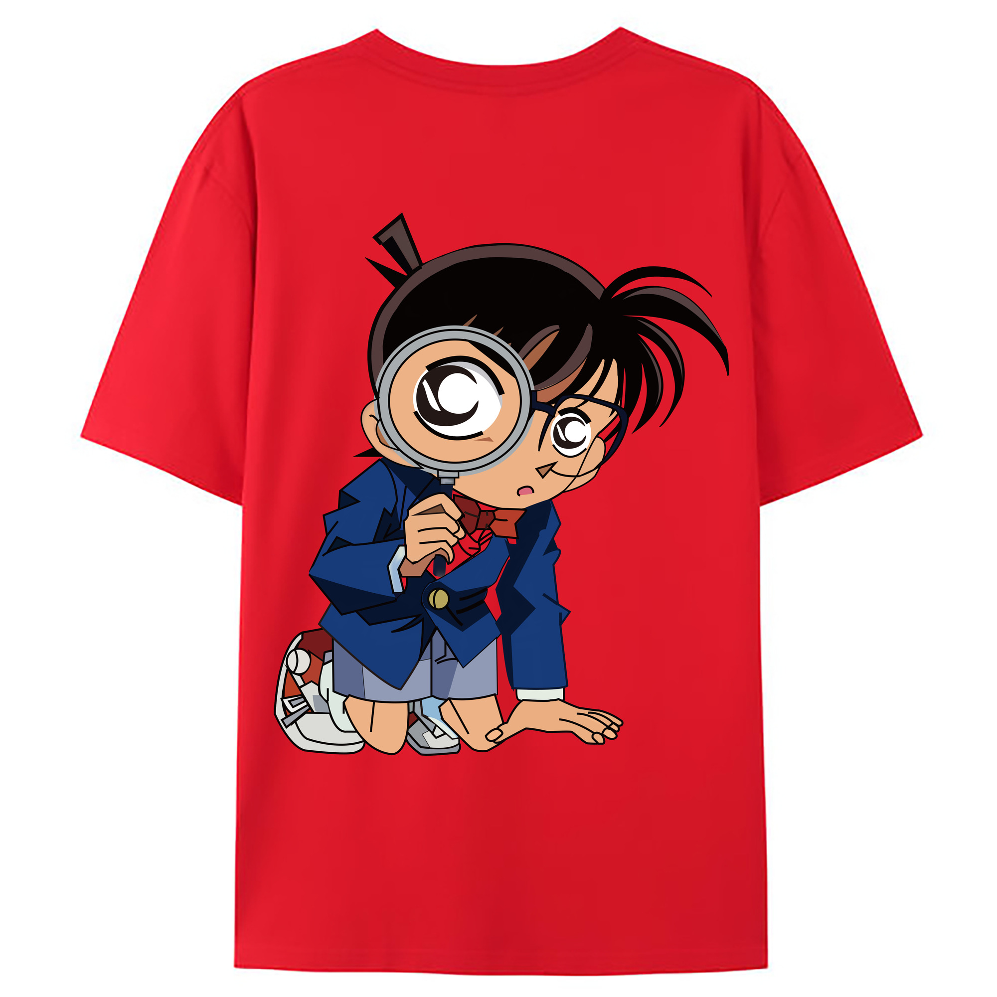 （画像用） 名探偵コナン 江戸川 コナン Detective Conan Conan Edogawa 綿100％ メンズ半袖Tシャツ（バックプリント） 通気性