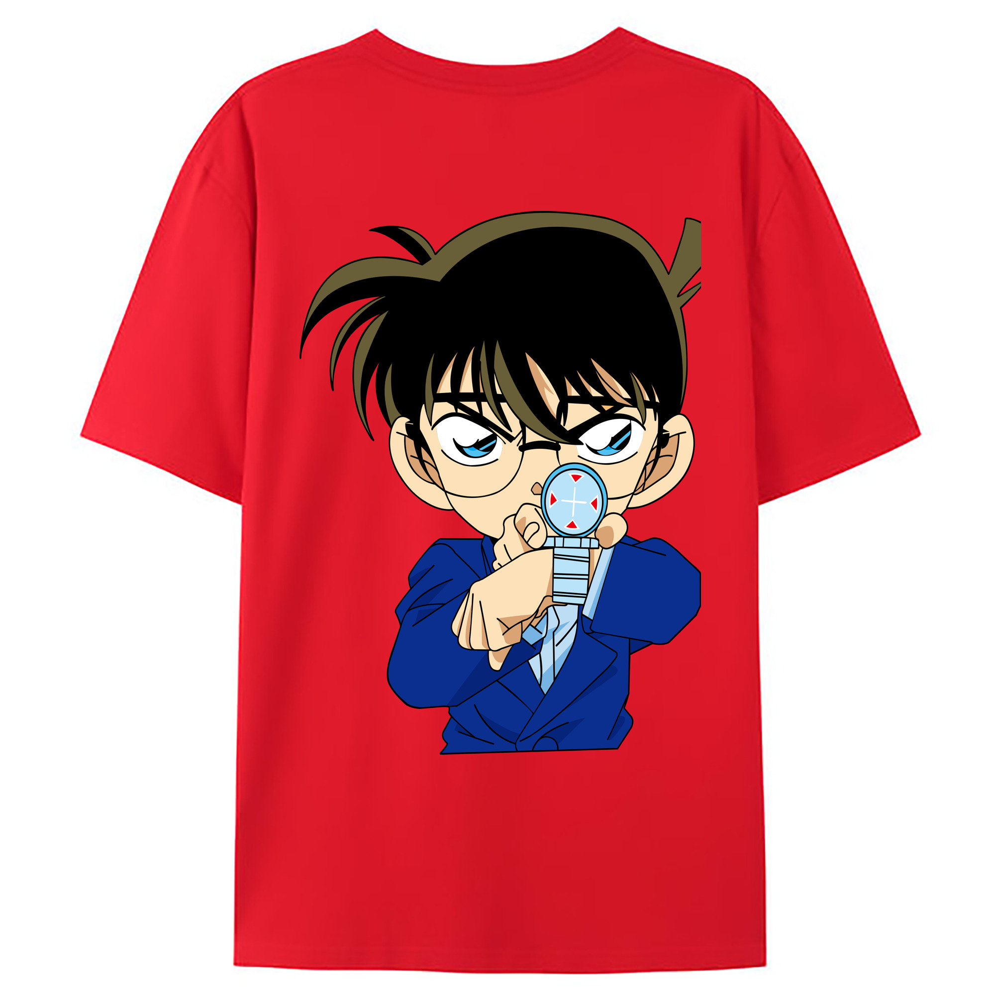 （画像用） 名探偵コナン 江戸川 コナン Detective Conan Conan Edogawa 綿100％ メンズ半袖Tシャツ（バックプリント） 通気性