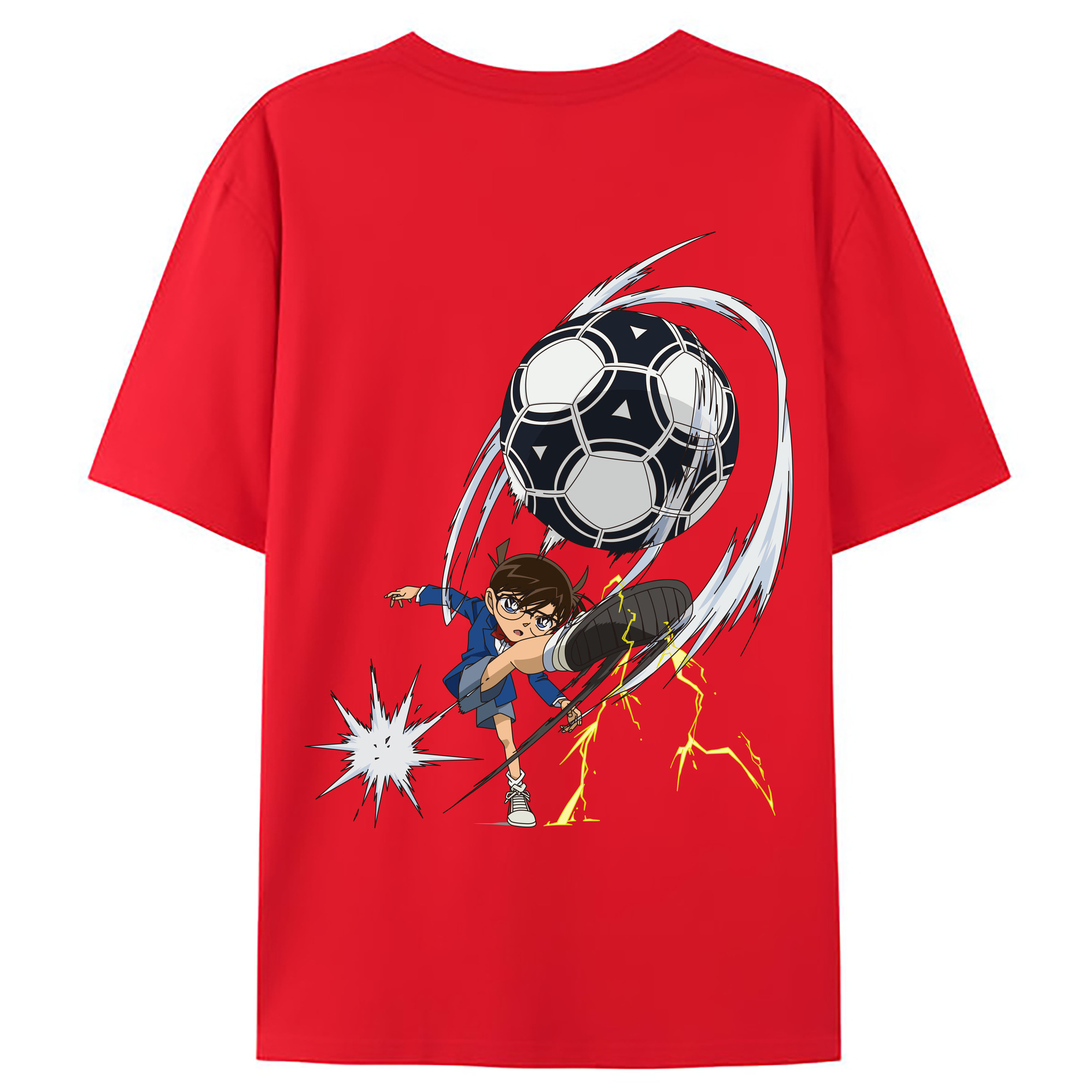 （画像用） 名探偵コナン 江戸川 コナン Detective Conan Conan Edogawa 綿100％ メンズ半袖Tシャツ（バックプリント） 通気性