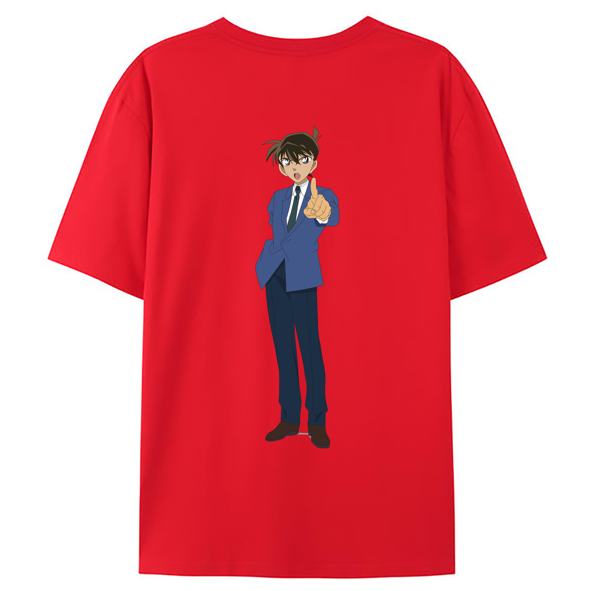 （画像用） 名探偵コナン 江戸川 コナン Detective Conan Conan Edogawa 綿100％ メンズ半袖Tシャツ（バックプリント） 通気性