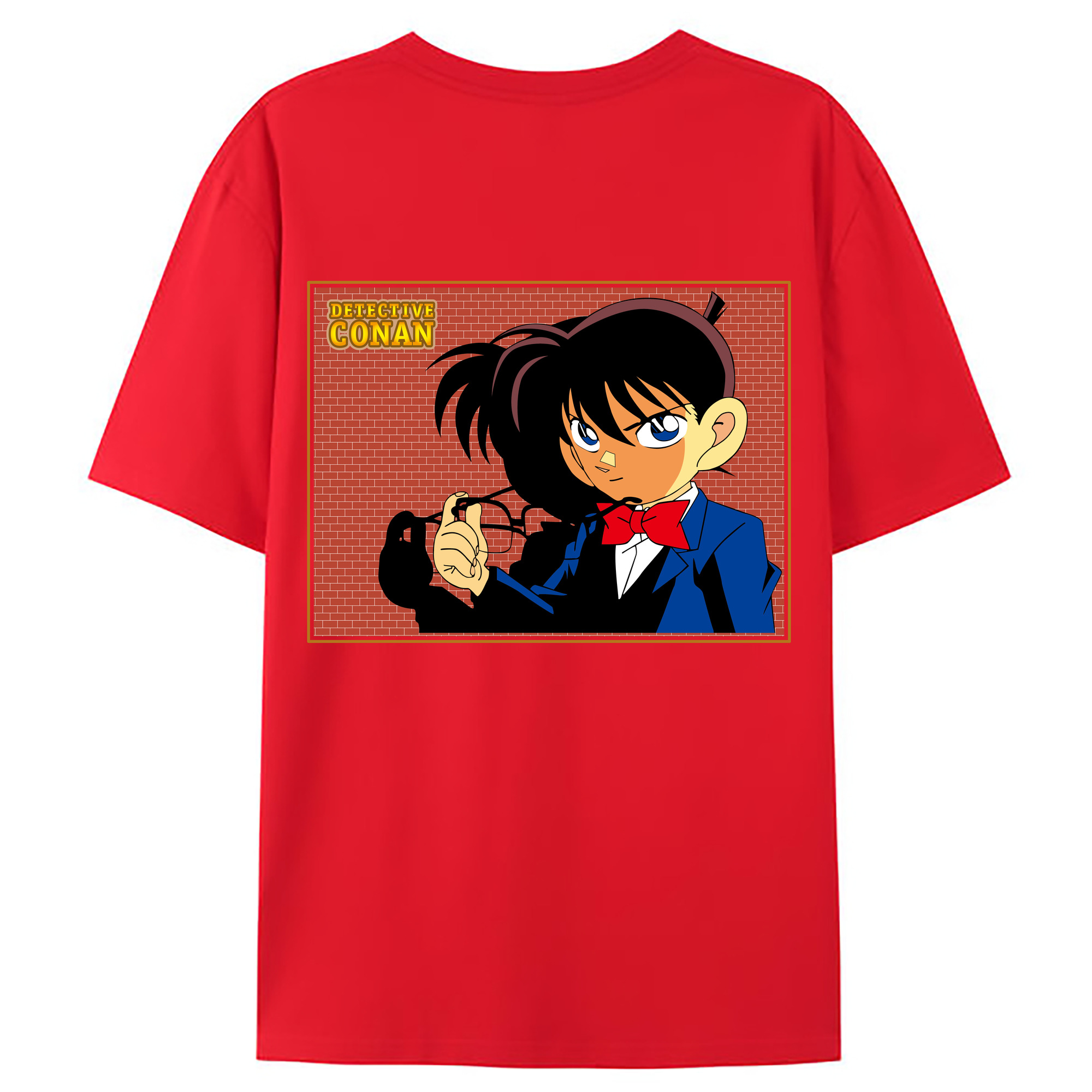 （画像用） 名探偵コナン 江戸川 コナン Detective Conan Conan Edogawa 綿100％ メンズ半袖Tシャツ（バックプリント） 通気性